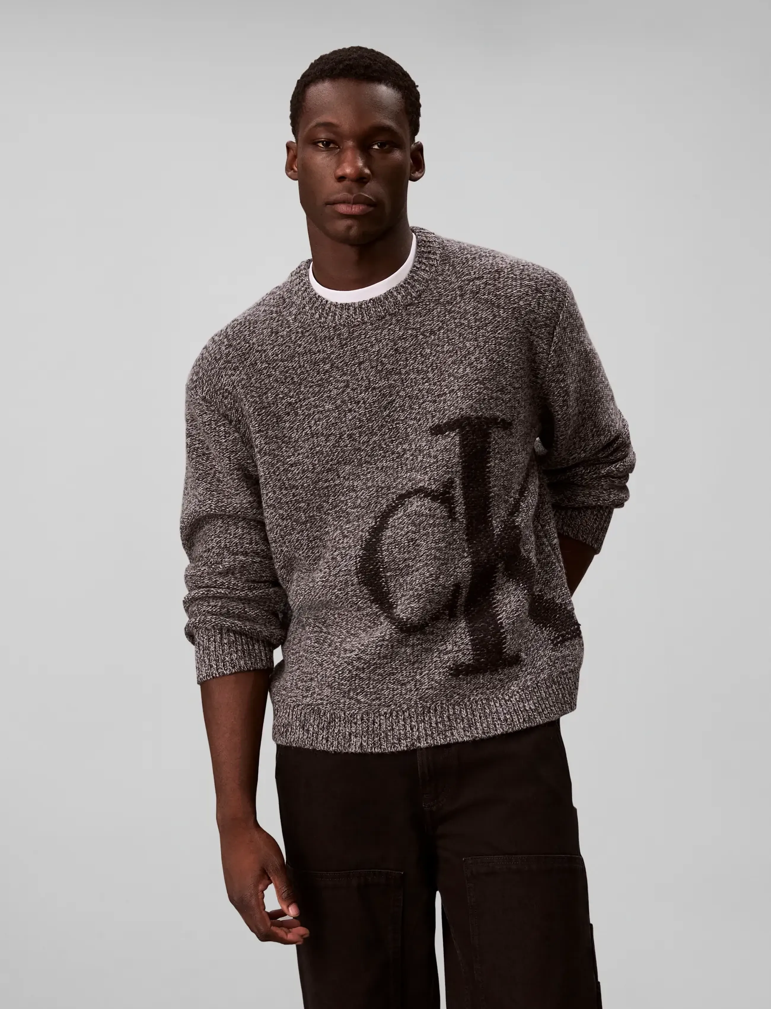 Calvin Klein Jeans Ls Lambswool Blend Monogram Crew stickade tröjor herr – bild 3