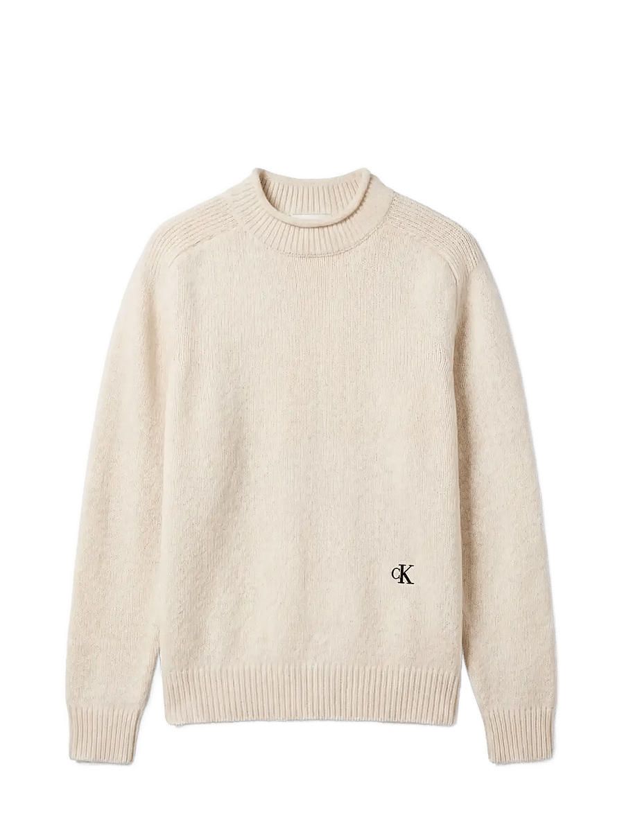 Calvin Klein Jeans - LS LAMBSWOOL BLEND MOCKNECK SWEA - Ümara kaelusega - antique white - 1
