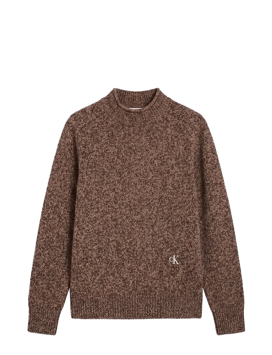 Calvin Klein Jeans - LS LAMBSWOOL BLEND MOCKNECK SWEA - rundhals - dark coffee mouline - 1