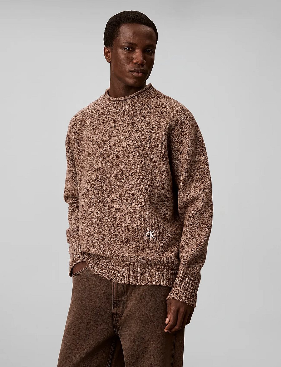 Calvin Klein Jeans - LS LAMBSWOOL BLEND MOCKNECK SWEA - rundhals - dark coffee mouline - 3