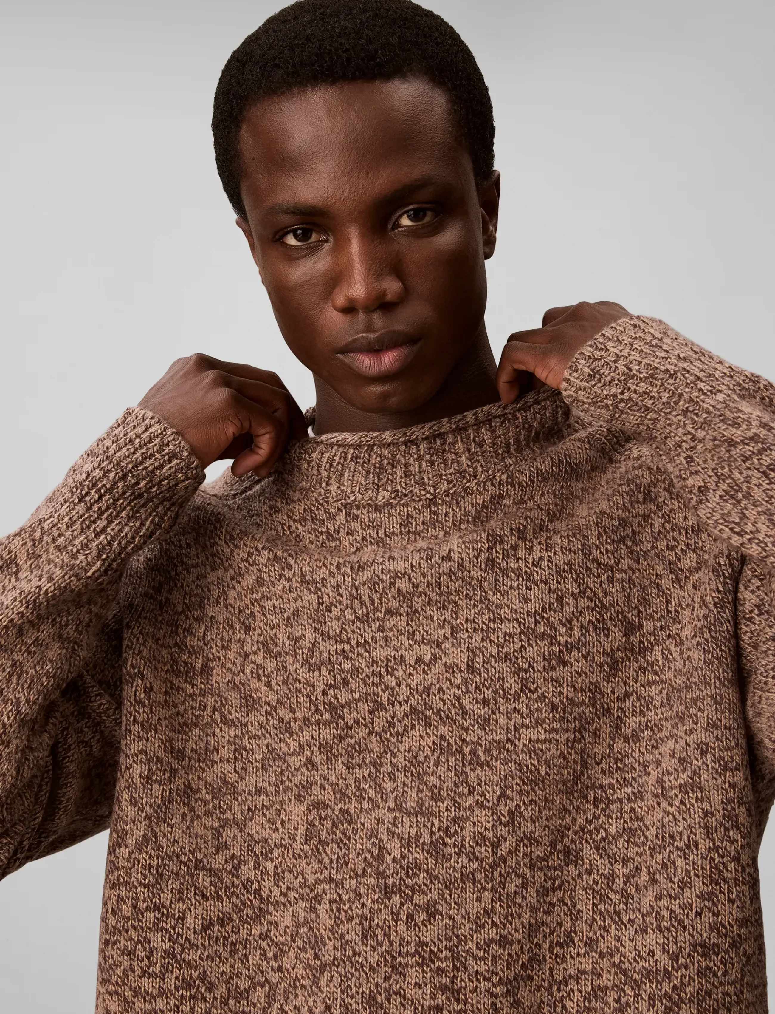 Calvin Klein Jeans - LS LAMBSWOOL BLEND MOCKNECK SWEA - rundhals - dark coffee mouline - 4