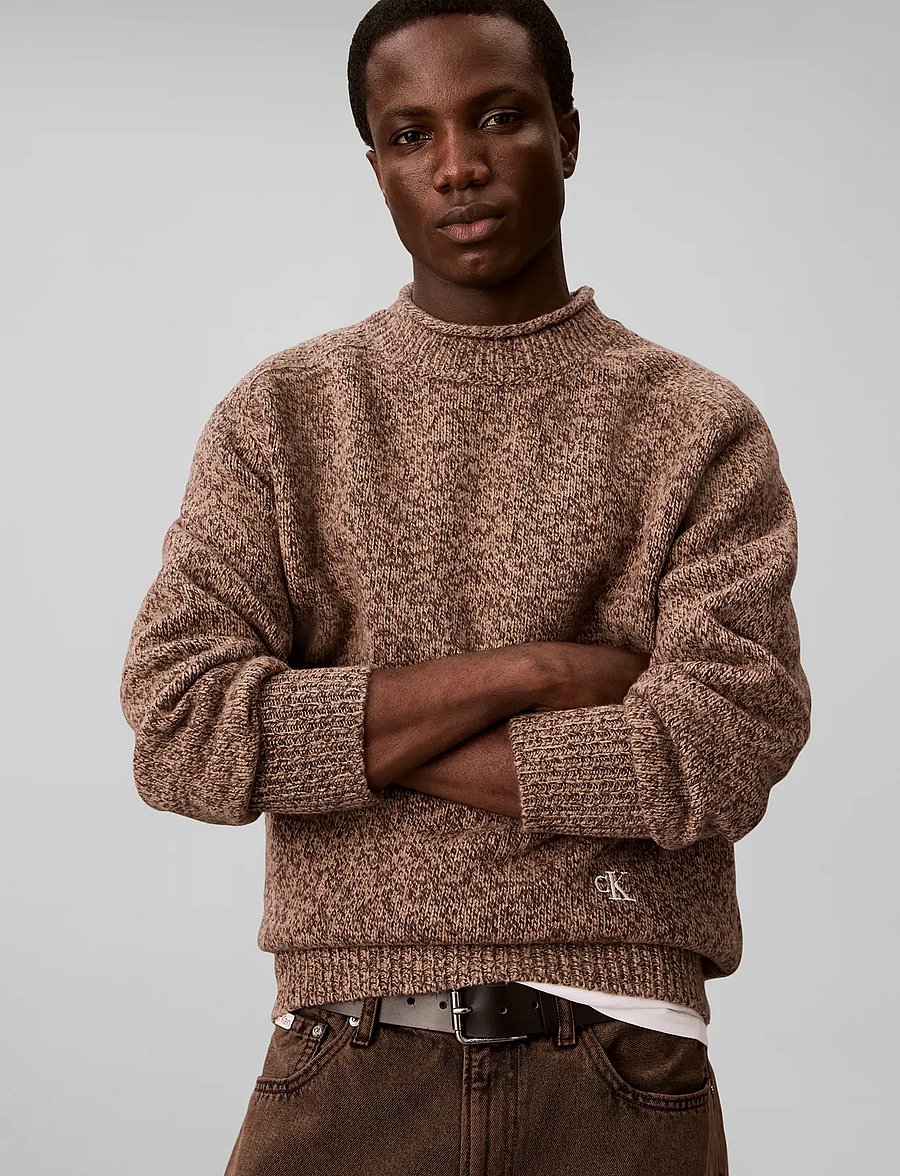 Calvin Klein Jeans - LS LAMBSWOOL BLEND MOCKNECK SWEA - rundhals - dark coffee mouline - 5