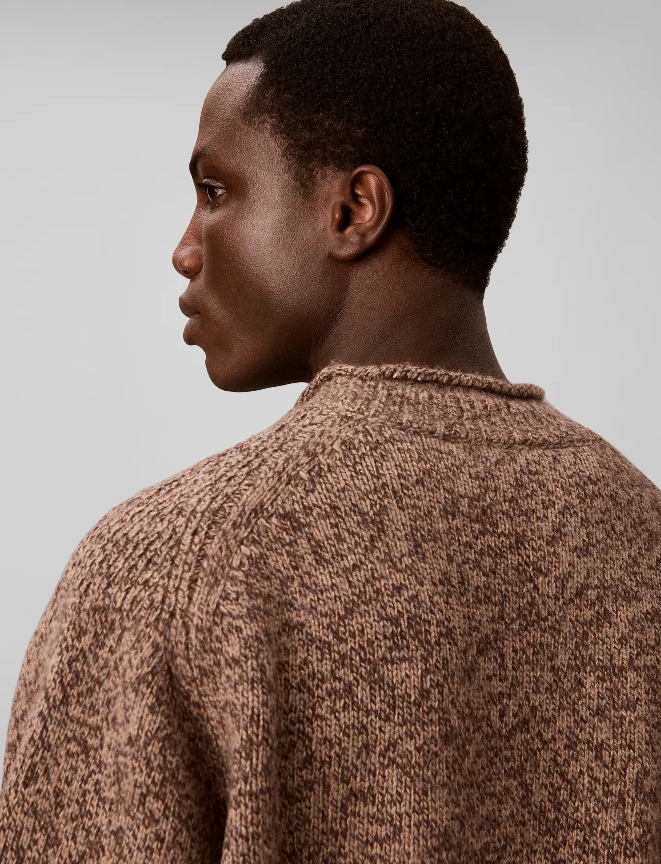 Calvin Klein Jeans LS LAMBSWOOL BLEND MOCKNECK SWEA - Clothing - DARK COFFEE MOULINE / brown