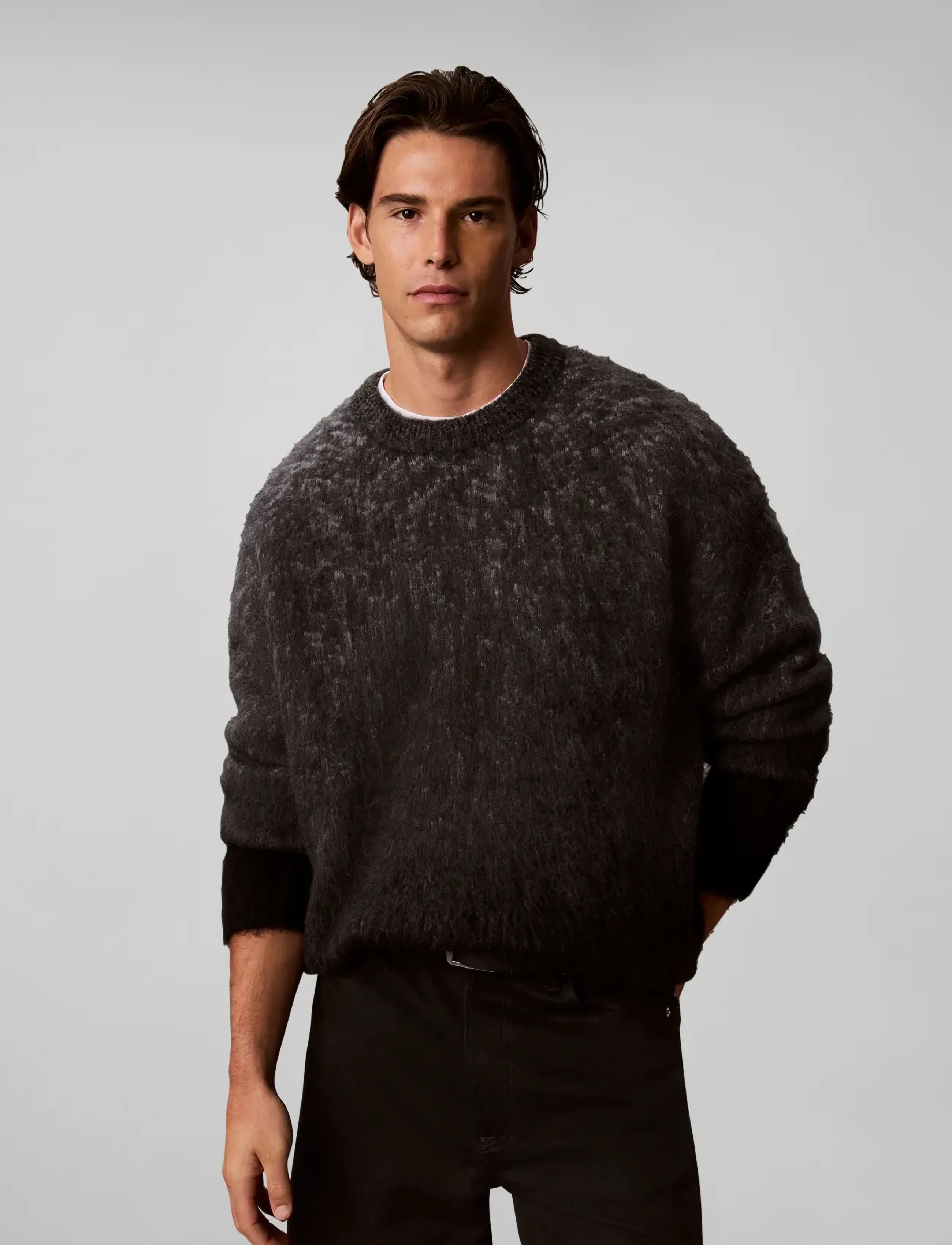 Calvin Klein Jeans - LS BRUSHED ALPACA OMBRE PATTERN - rundhals - gunmetal htr  black - 3