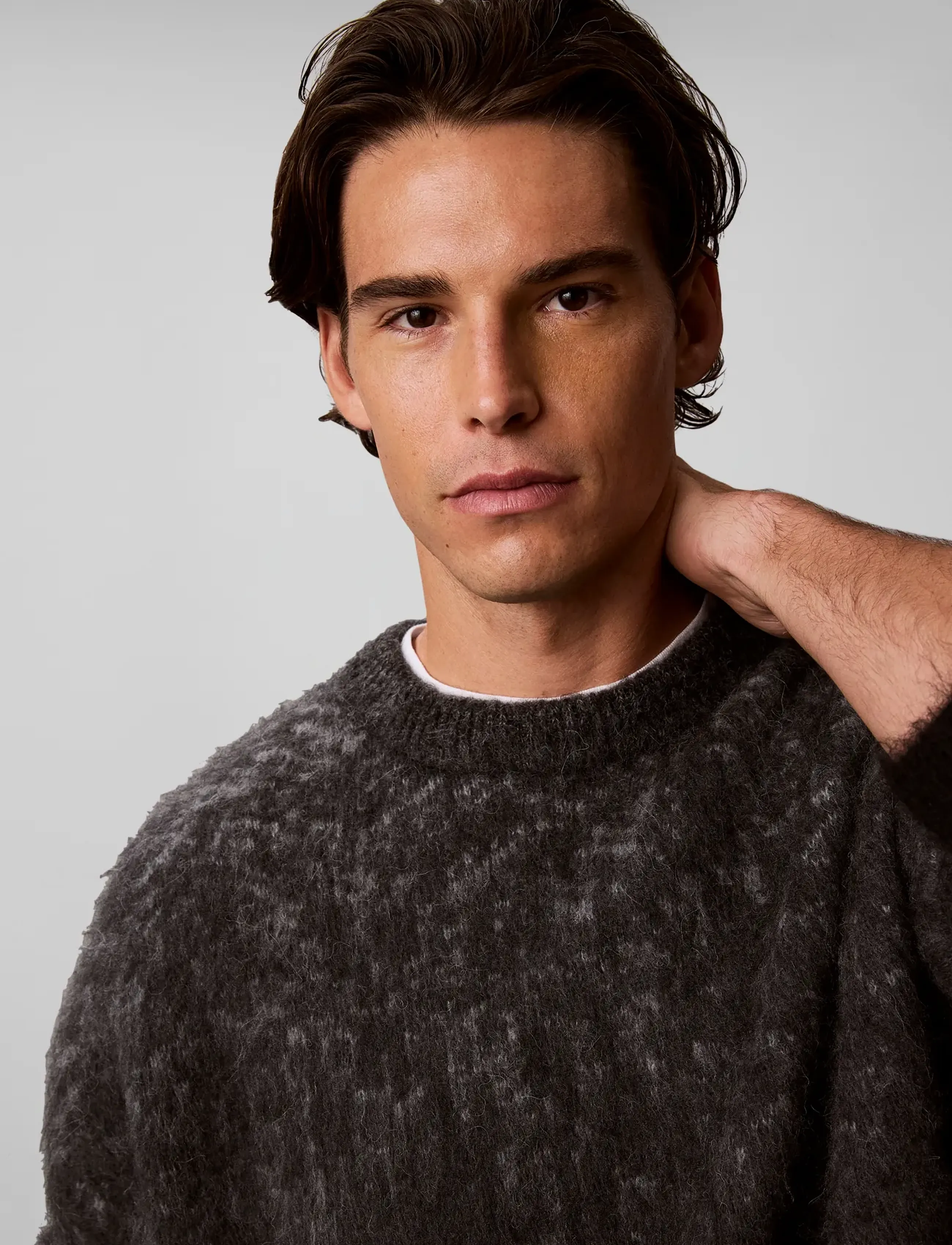Calvin Klein Jeans - LS BRUSHED ALPACA OMBRE PATTERN - rundhals - gunmetal htr  black - 4