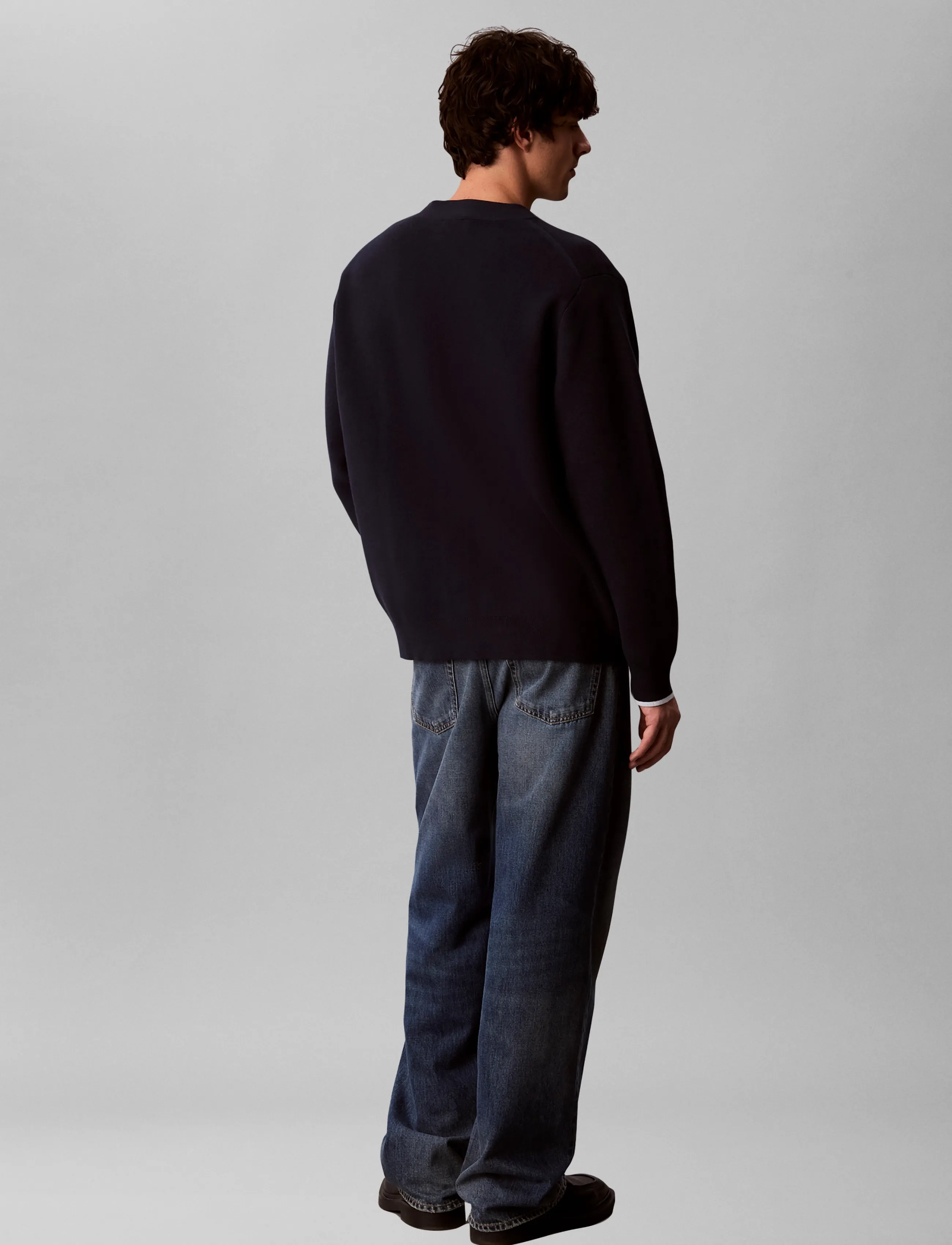 Calvin Klein Jeans - LS EZ VARSITY LOGO CARDIGAN 12GG - strickjacken - dark sapphire - 2