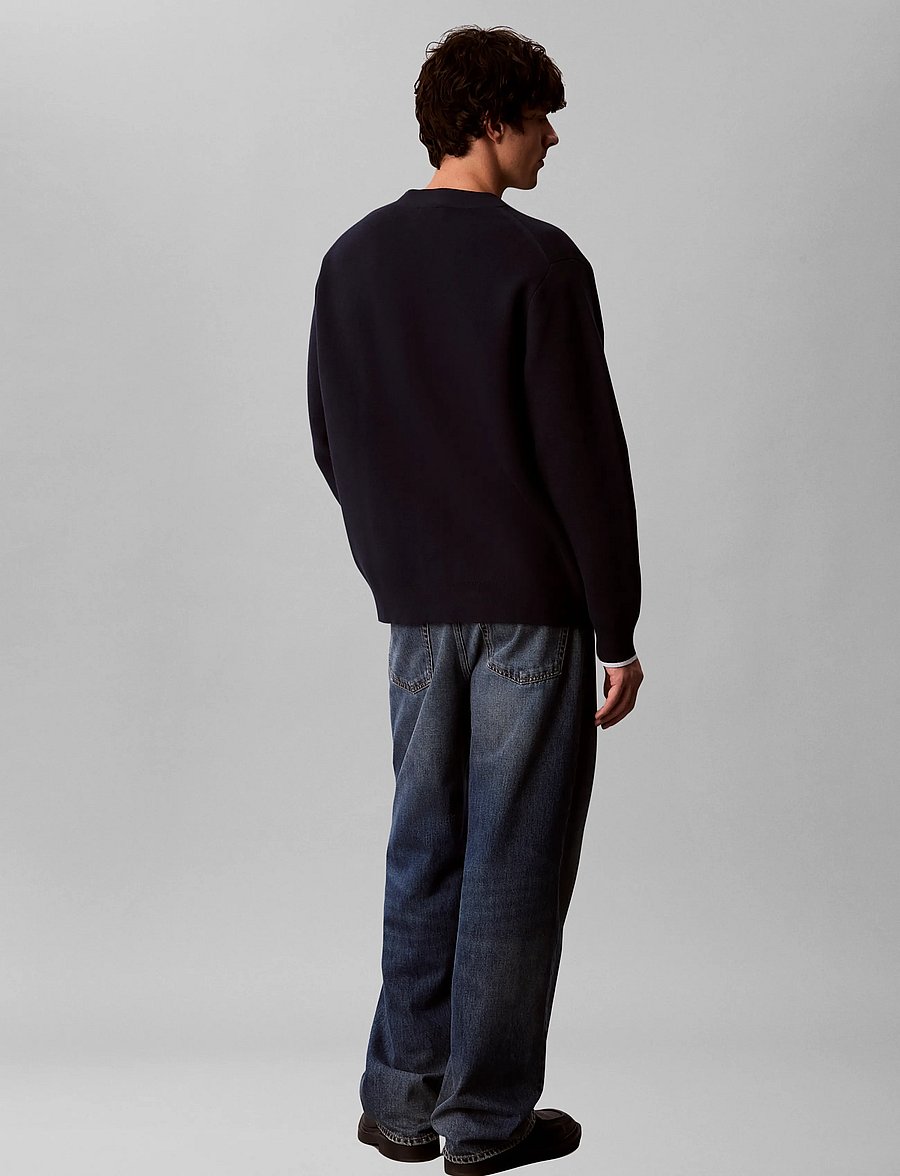 Calvin Klein Jeans - LS EZ VARSITY LOGO CARDIGAN 12GG - strickjacken - dark sapphire - 2