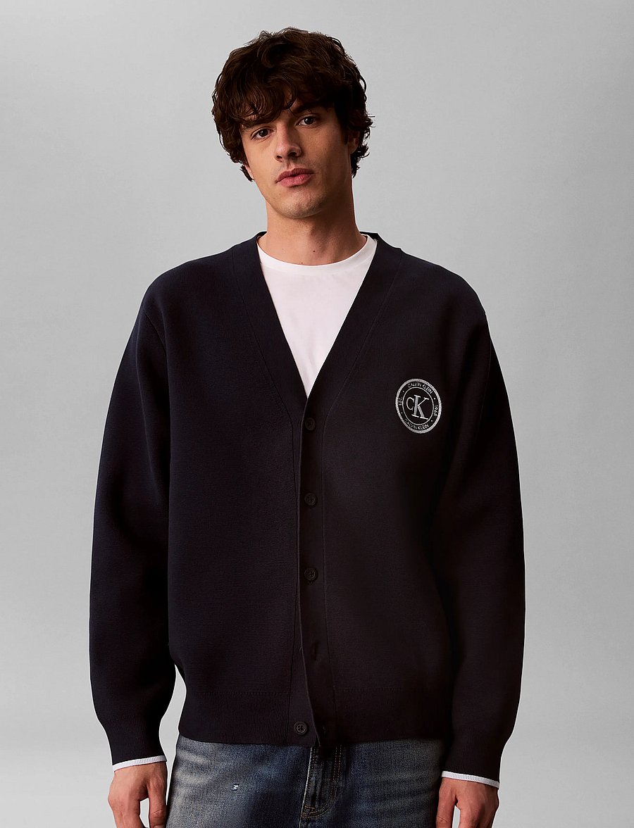 Calvin Klein Jeans - LS EZ VARSITY LOGO CARDIGAN 12GG - strickjacken - dark sapphire - 3