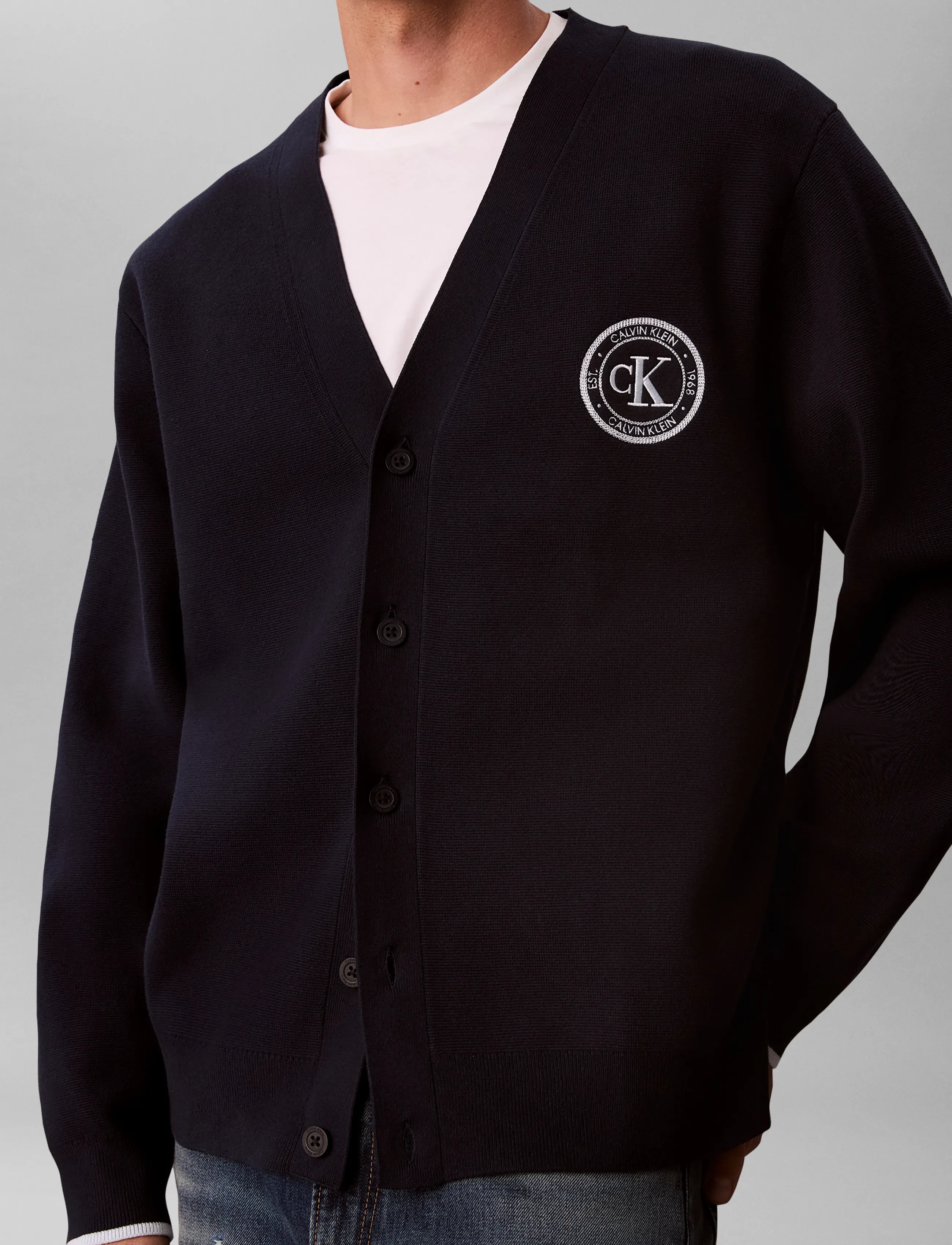 Calvin Klein Jeans - LS EZ VARSITY LOGO CARDIGAN 12GG - strickjacken - dark sapphire - 5