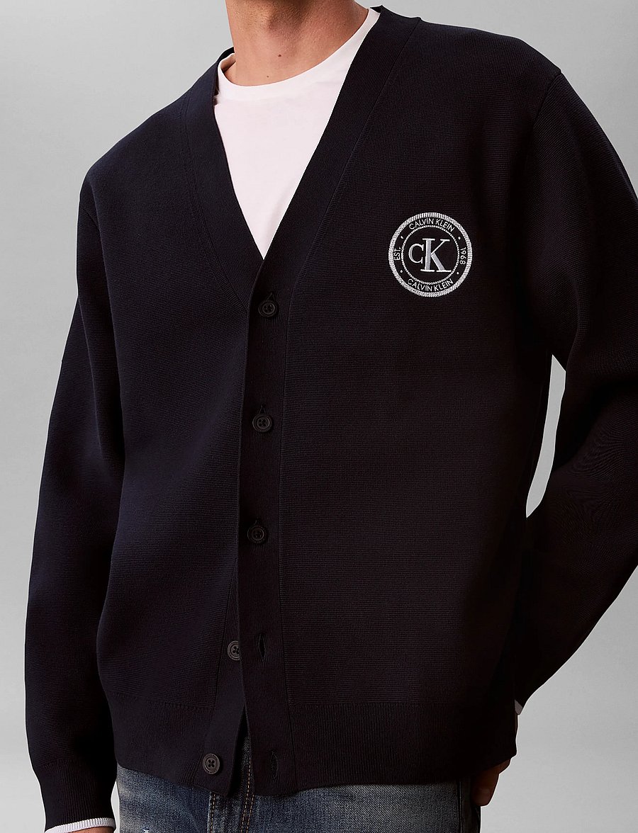 Calvin Klein Jeans - LS EZ VARSITY LOGO CARDIGAN 12GG - strickjacken - dark sapphire - 5