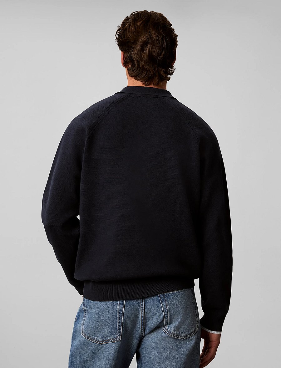 Calvin Klein Jeans - LS EZ VARSITY LOGO POLO 12GG - poloer i strik med lange ærmer - dark sapphire - 2