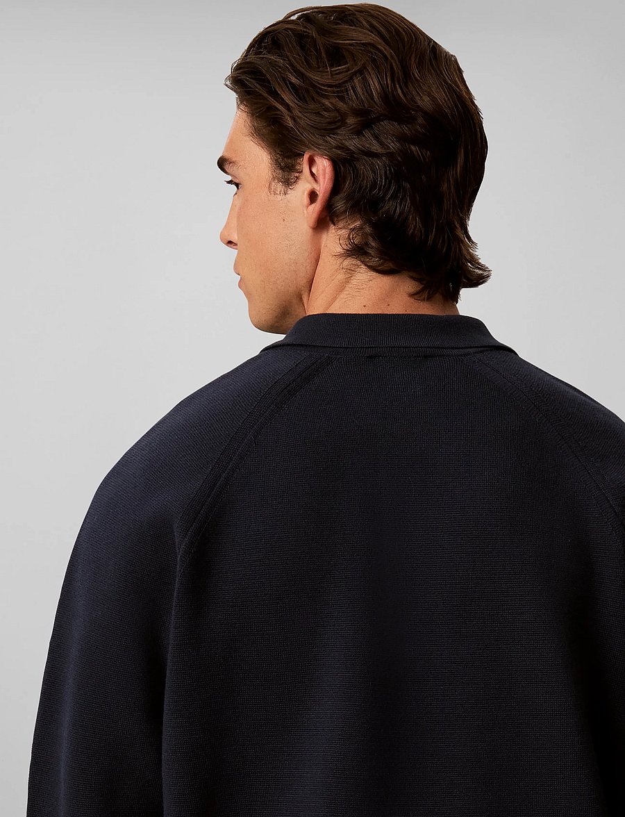 Calvin Klein Jeans - LS EZ VARSITY LOGO POLO 12GG - poloer i strik med lange ærmer - dark sapphire - 5