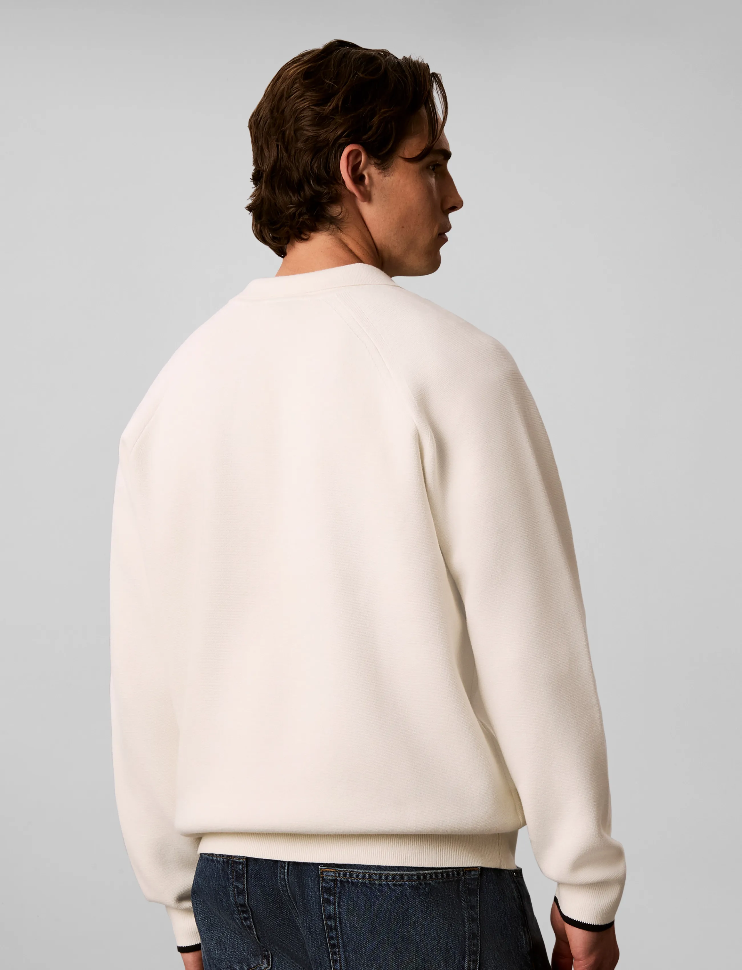 Calvin Klein Jeans - LS EZ VARSITY LOGO POLO 12GG - långärmade stickade pikétröjor - tofu - 2