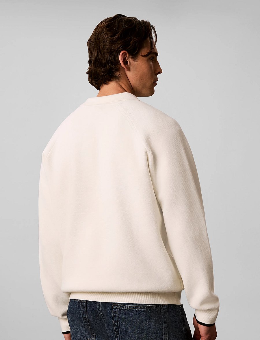 Calvin Klein Jeans - LS EZ VARSITY LOGO POLO 12GG - langärmelige strick-polohemden - tofu - 2