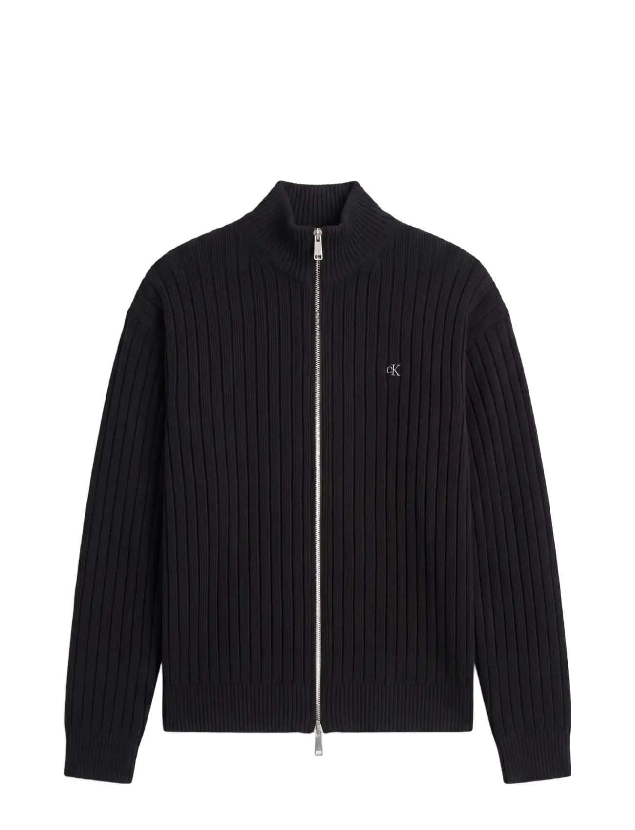 Calvin Klein Jeans - LS VERTICAL TEXTURE CTTN FZ SWTR - lukuga džemprid - black - 1