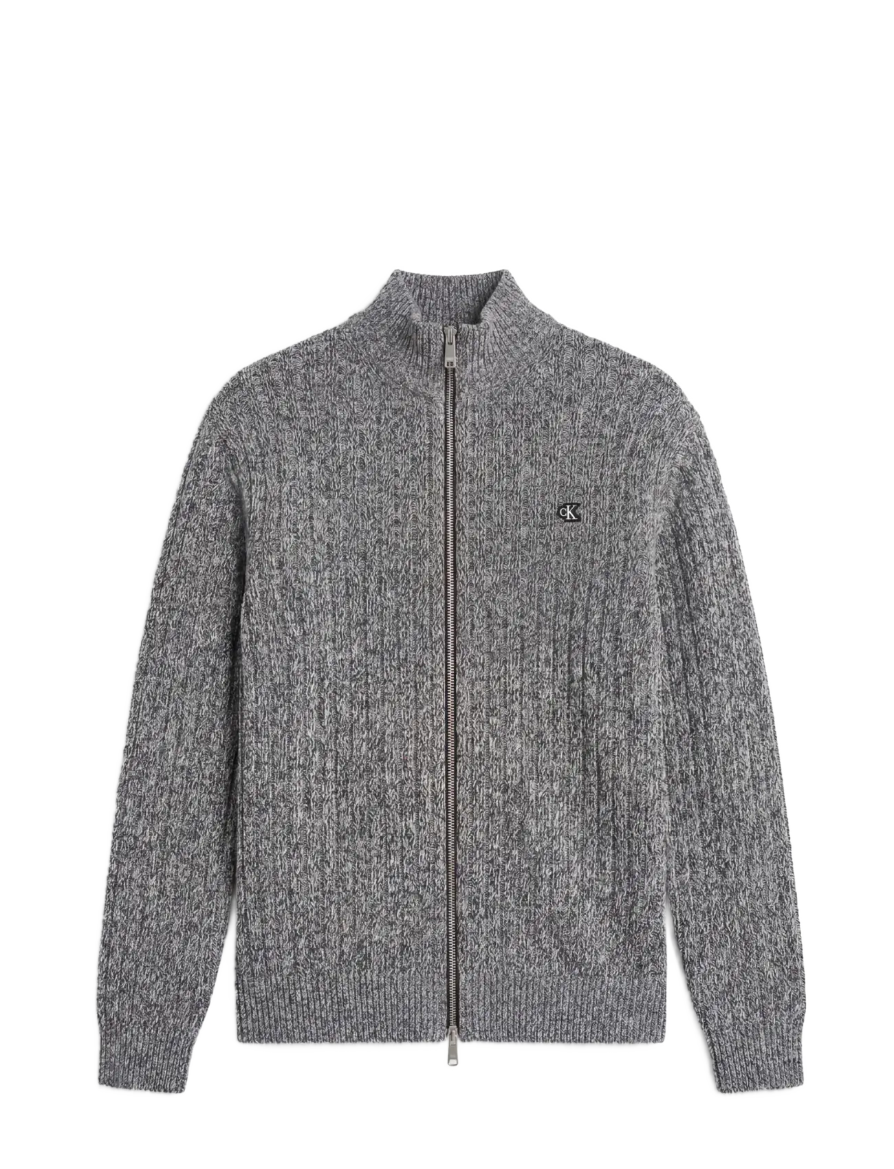 Calvin Klein Jeans LS VERTICAL TEXTURE CTTN FZ SWTR - Strickmode - DARK SAPPHIRE MOULINE / grey