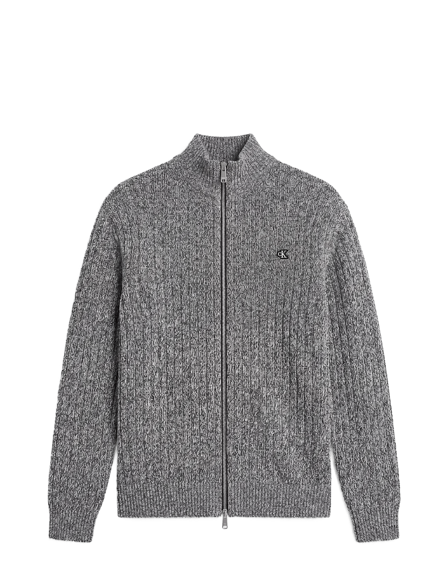 Calvin Klein Jeans - LS VERTICAL TEXTURE CTTN FZ SWTR - pullover mit durchgehendem reißverschluss - dark sapphire mouline - 1