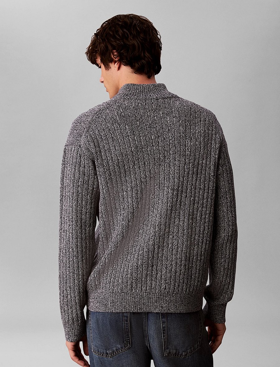 Calvin Klein Jeans - LS VERTICAL TEXTURE CTTN FZ SWTR - pullover mit durchgehendem reißverschluss - dark sapphire mouline - 2