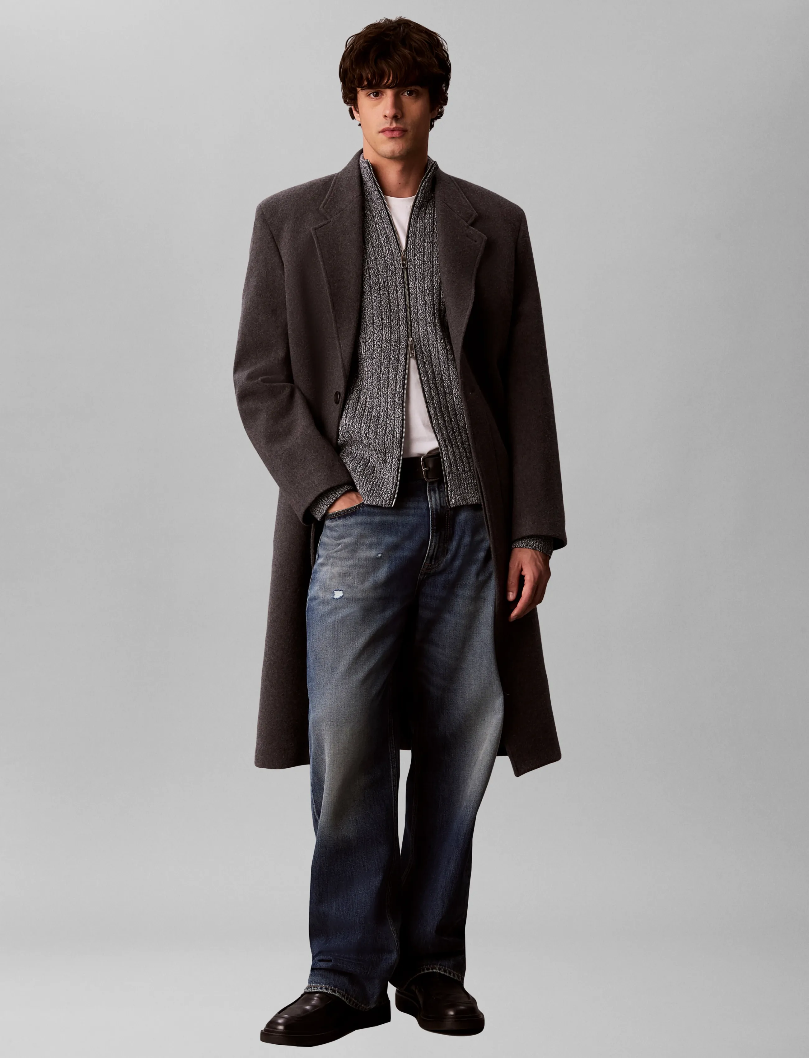 Calvin Klein Jeans - LS VERTICAL TEXTURE CTTN FZ SWTR - pullover mit durchgehendem reißverschluss - dark sapphire mouline - 3
