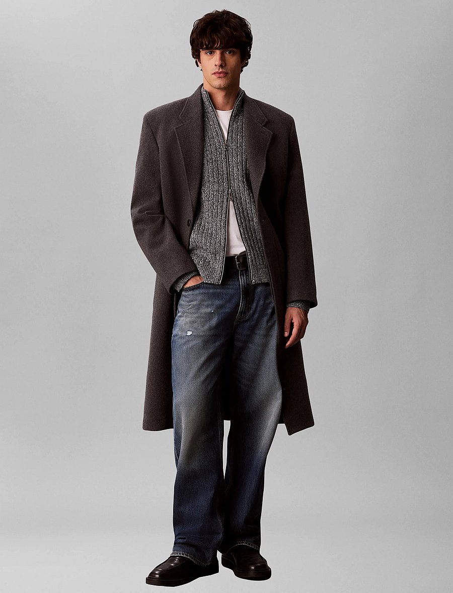 Calvin Klein Jeans - LS VERTICAL TEXTURE CTTN FZ SWTR - pullover mit durchgehendem reißverschluss - dark sapphire mouline - 3