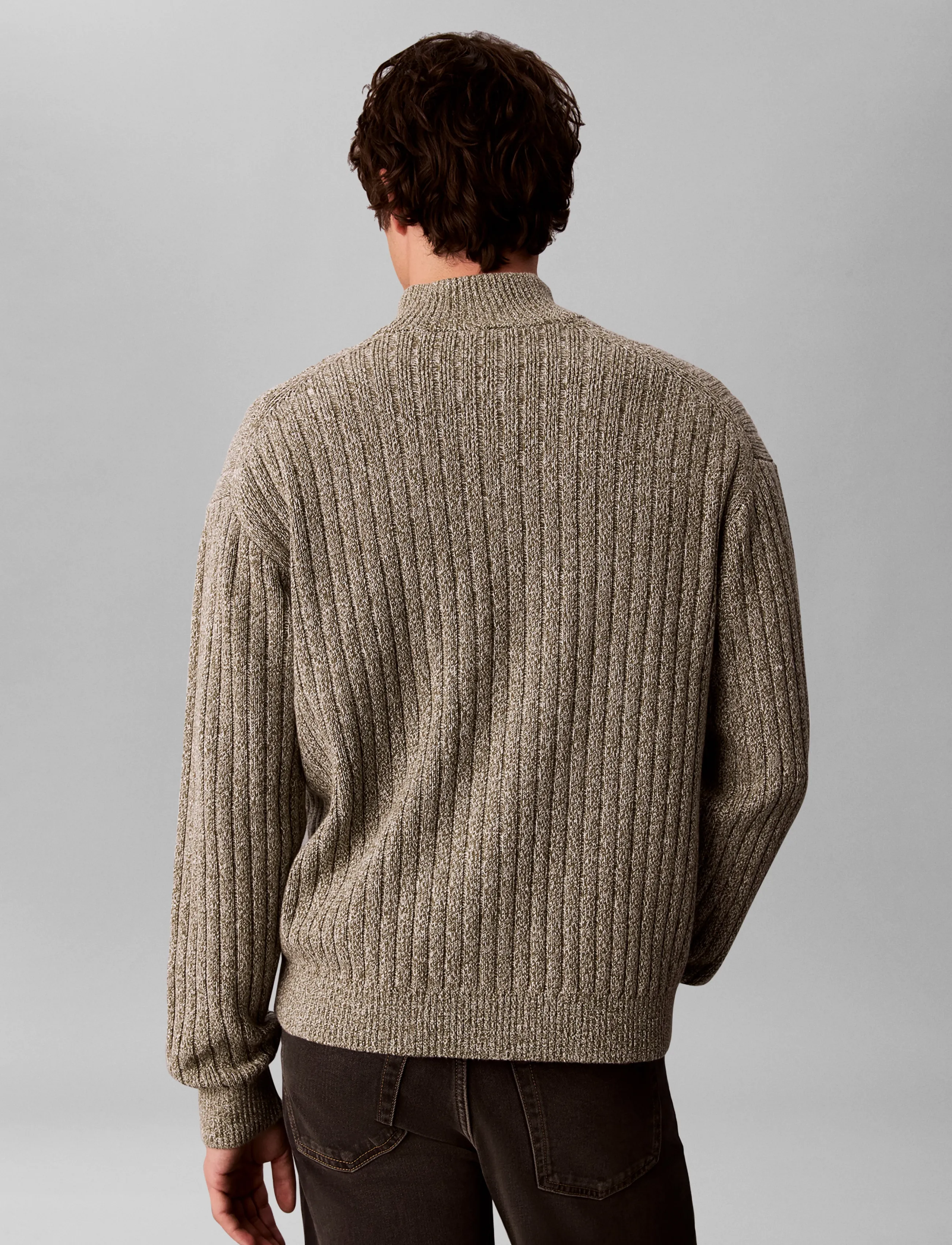 Calvin Klein Jeans - LS VERTICAL TEXTURE CTTN FZ SWTR - pullover mit durchgehendem reißverschluss - olive night mouline - 2