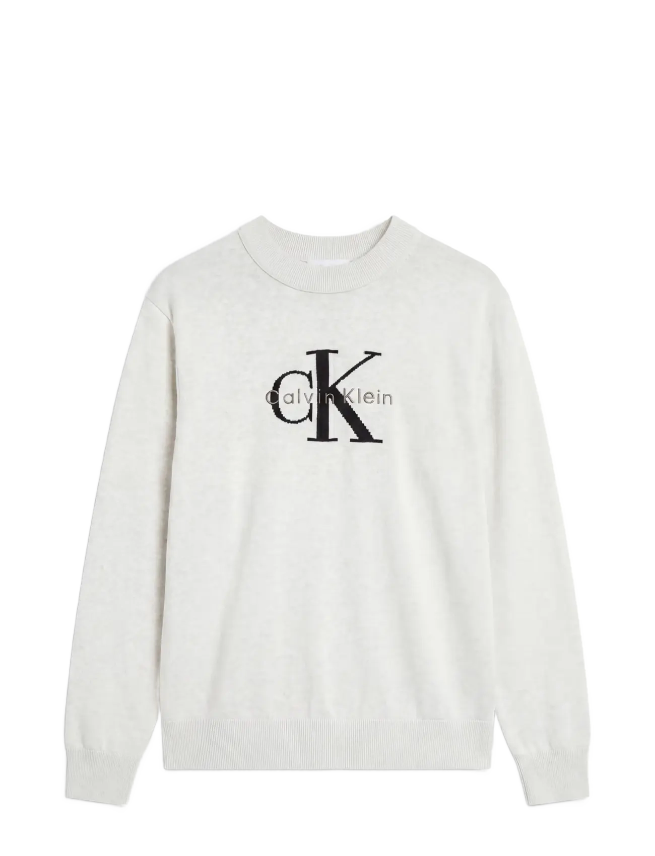 Calvin Klein Jeans - LS CLSC CTTN MNLGO CRNK STR 12GG - rundhalsad - snow heather - 1