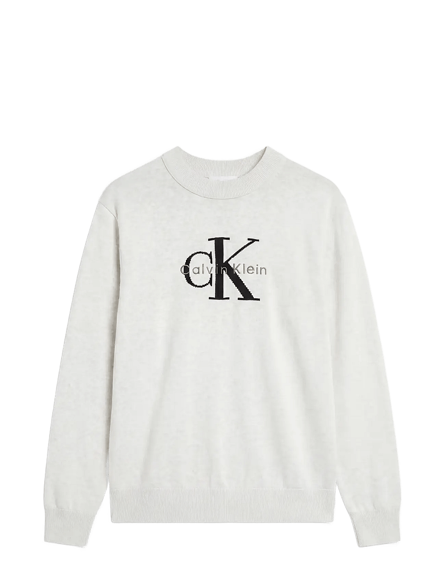 Calvin Klein Jeans - LS CLSC CTTN MNLGO CRNK STR 12GG - rund hals - snow heather - 1