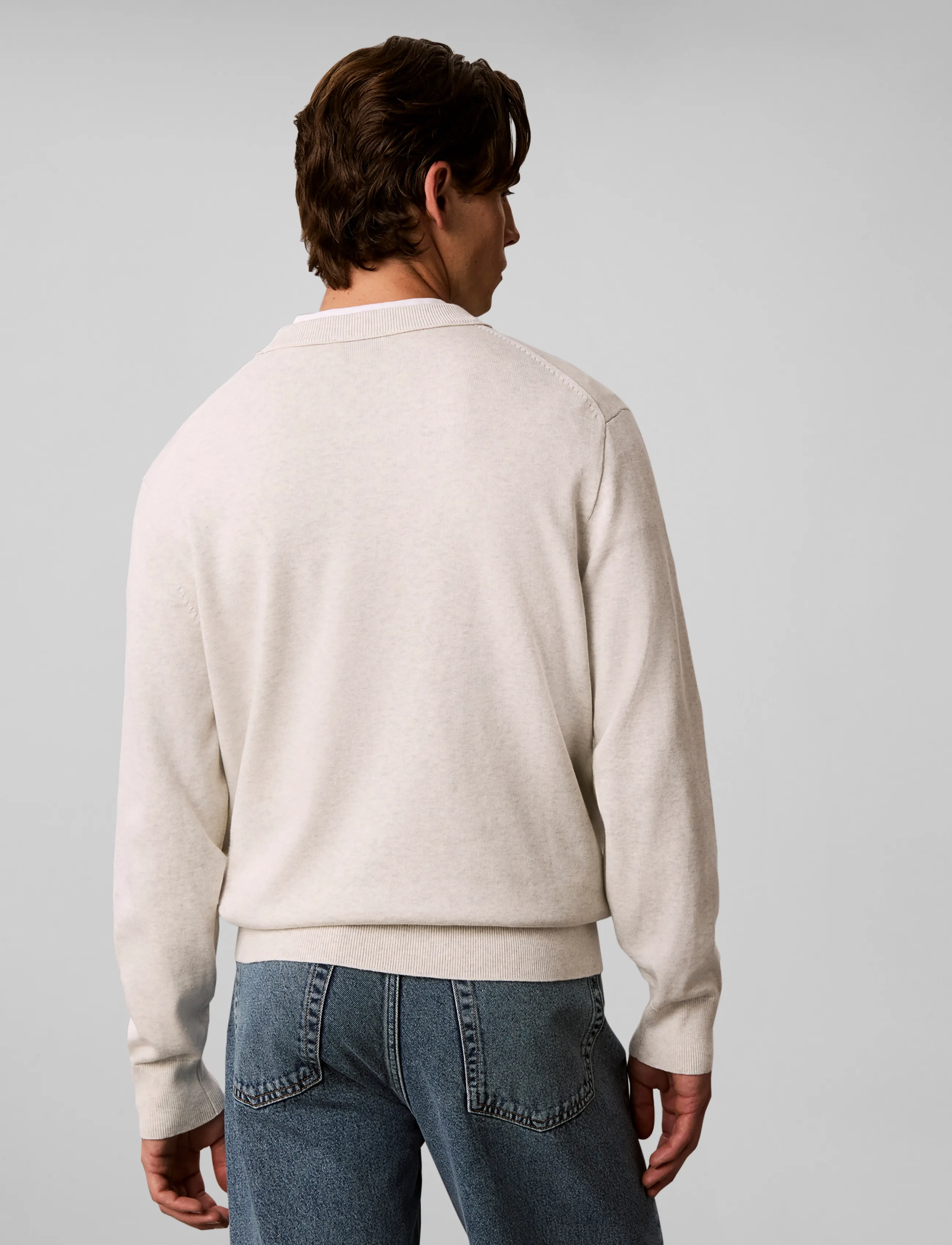 Calvin Klein Jeans - LS CLSC CTTN MNLGO CRNK STR 12GG - rundhalsad - snow heather - 2