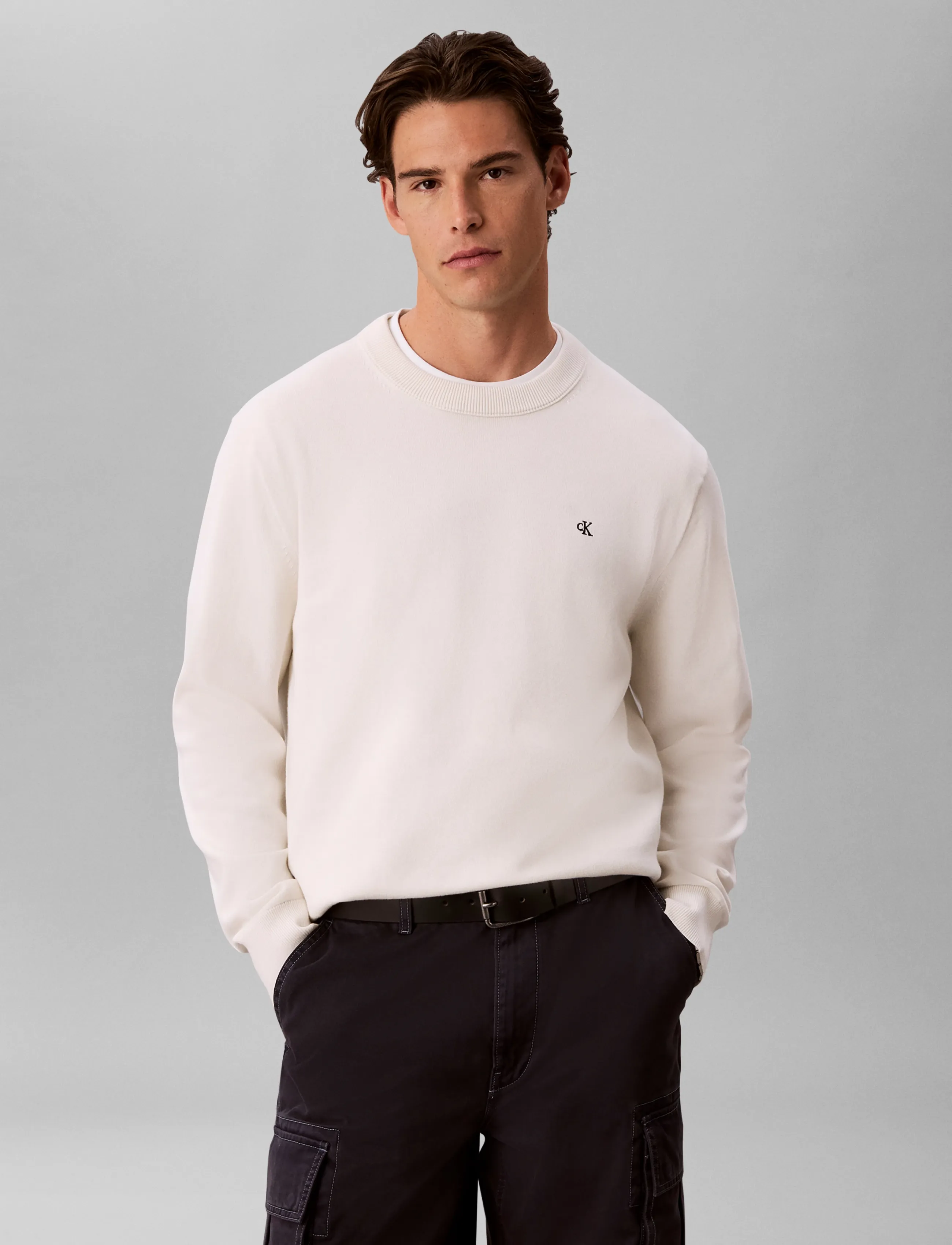 Calvin Klein Jeans - LS EU CLSC CTTN CREWNK SWTR 12GG - rund hals - tofu - 3