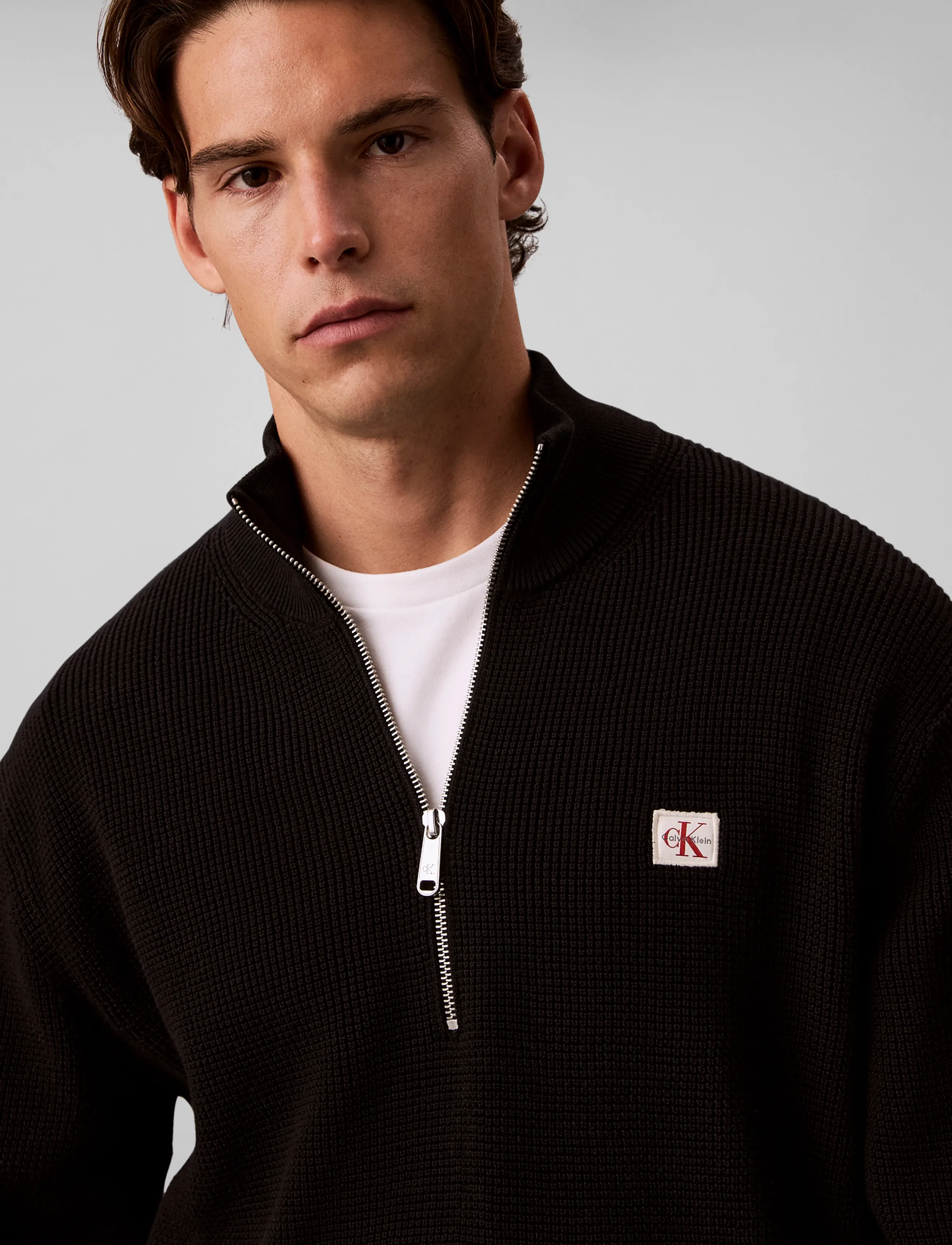 Calvin Klein Jeans - LS CLSC CTTN WFLE HZIP SWTR 9GG - half zip-tröjor - black - 4