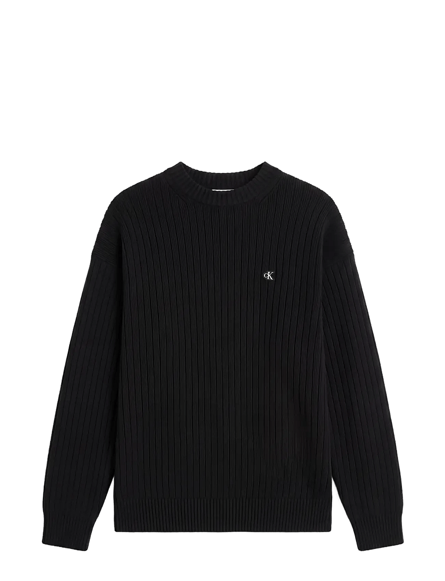 Calvin Klein Jeans - VERTICAL RIB CTTN CREWNK SWTR - rundhals - black - 1