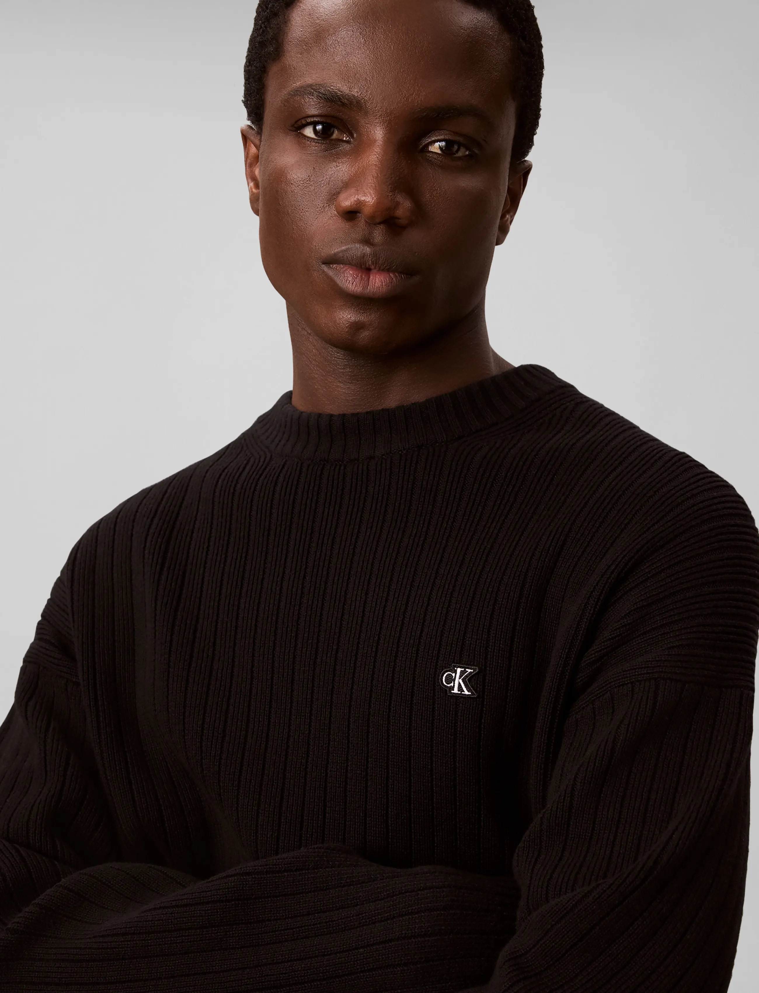 Calvin Klein Jeans - VERTICAL RIB CTTN CREWNK SWTR - rundhals - black - 4