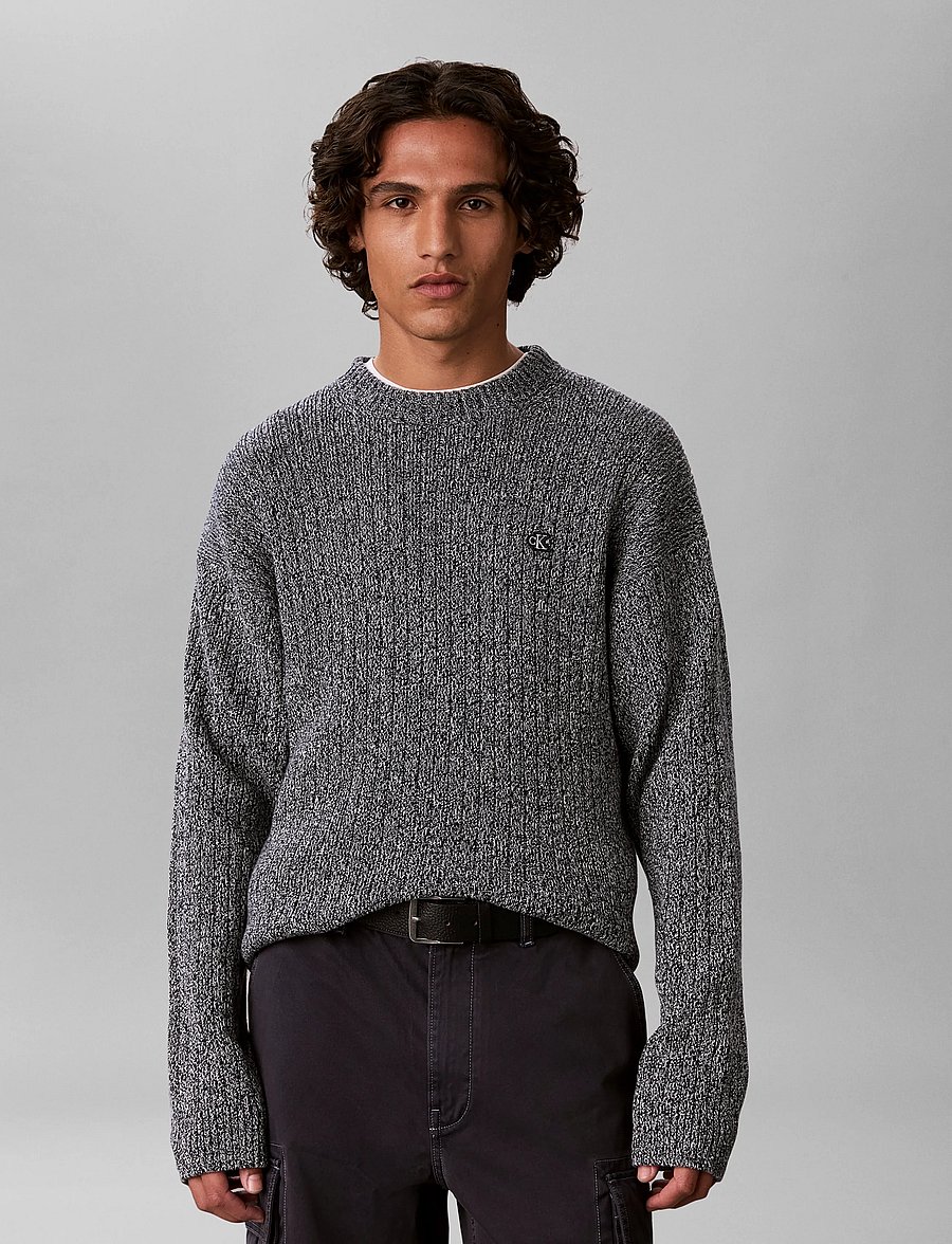 Calvin Klein Jeans - VERTICAL RIB CTTN CREWNK SWTR - rundhals - dark sapphire mouline - 0