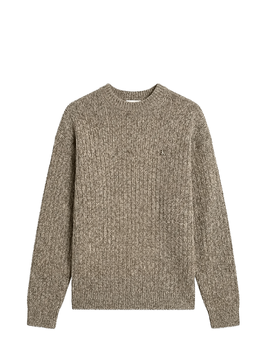 Calvin Klein Jeans - VERTICAL RIB CTTN CREWNK SWTR - rundhals - olive night mouline - 1
