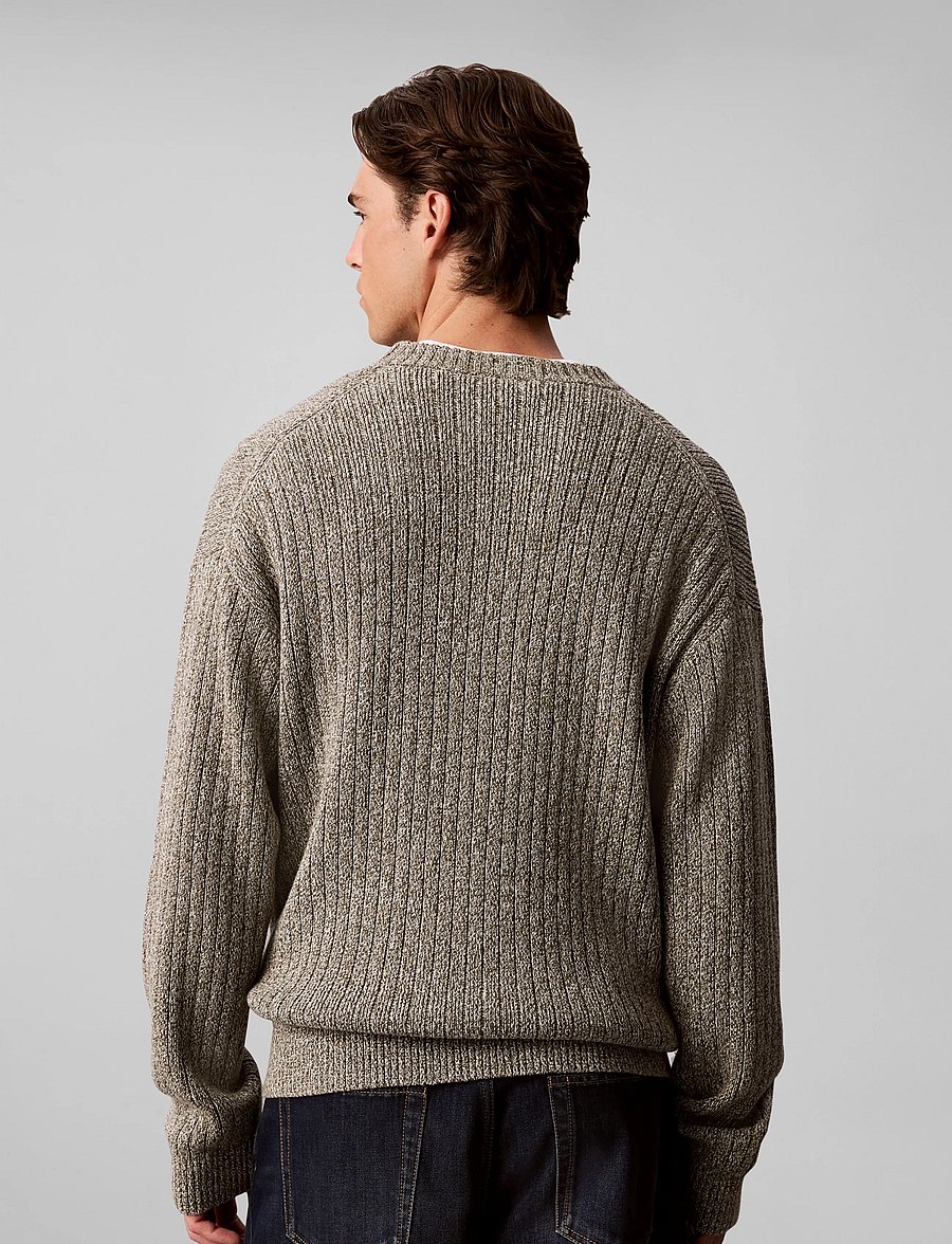 Calvin Klein Jeans - VERTICAL RIB CTTN CREWNK SWTR - rundhals - olive night mouline - 2