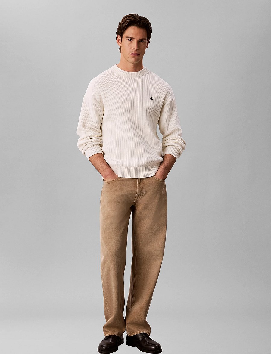Calvin Klein Jeans - VERTICAL RIB CTTN CREWNK SWTR - rundhals - tofu - 0