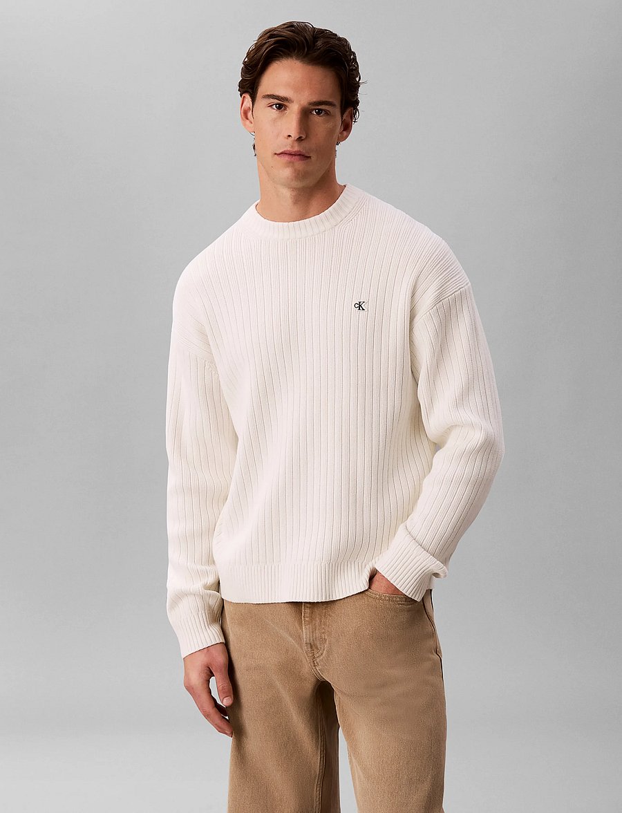Calvin Klein Jeans - VERTICAL RIB CTTN CREWNK SWTR - rundhals - tofu - 3