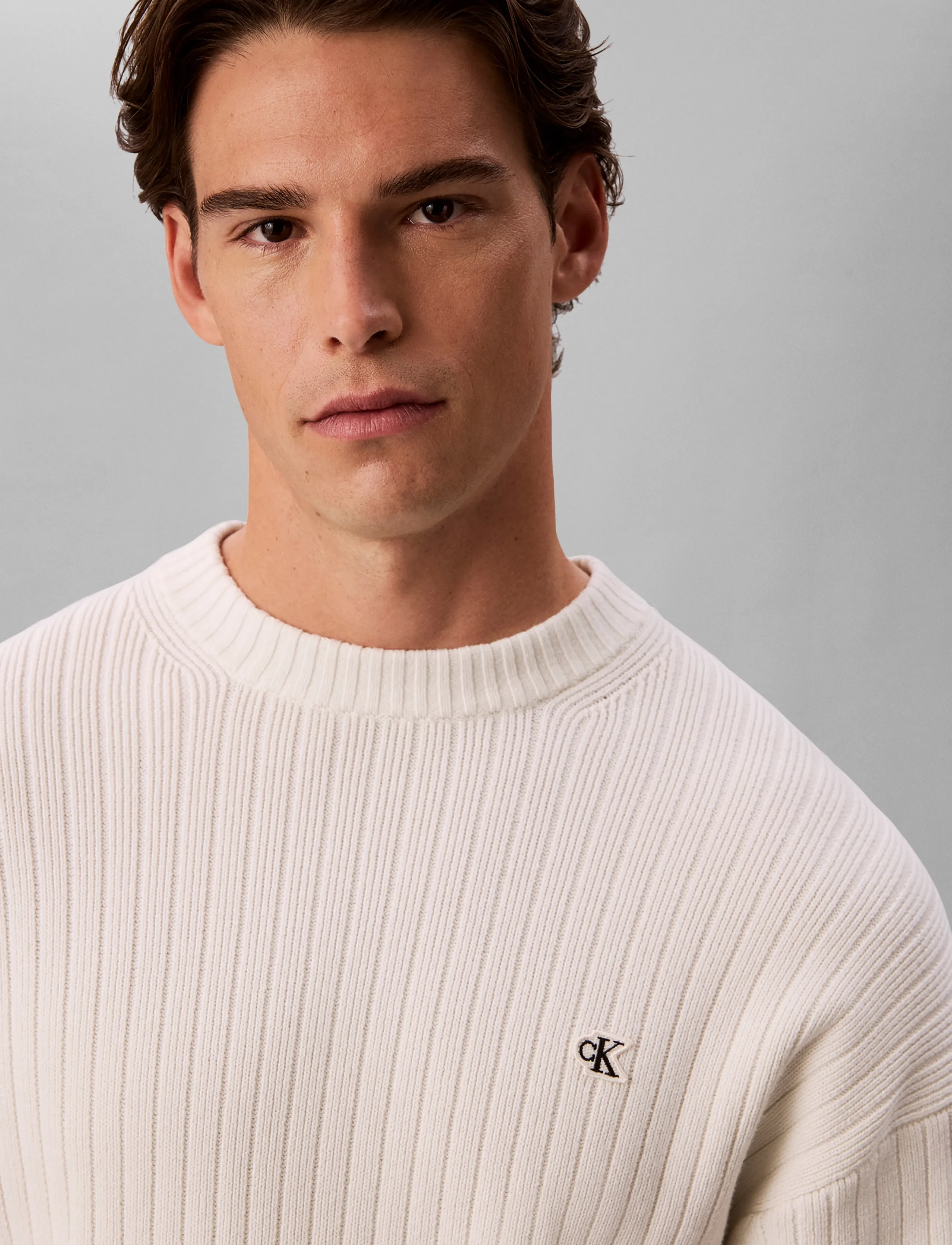 Calvin Klein Jeans - VERTICAL RIB CTTN CREWNK SWTR - rundhals - tofu - 4