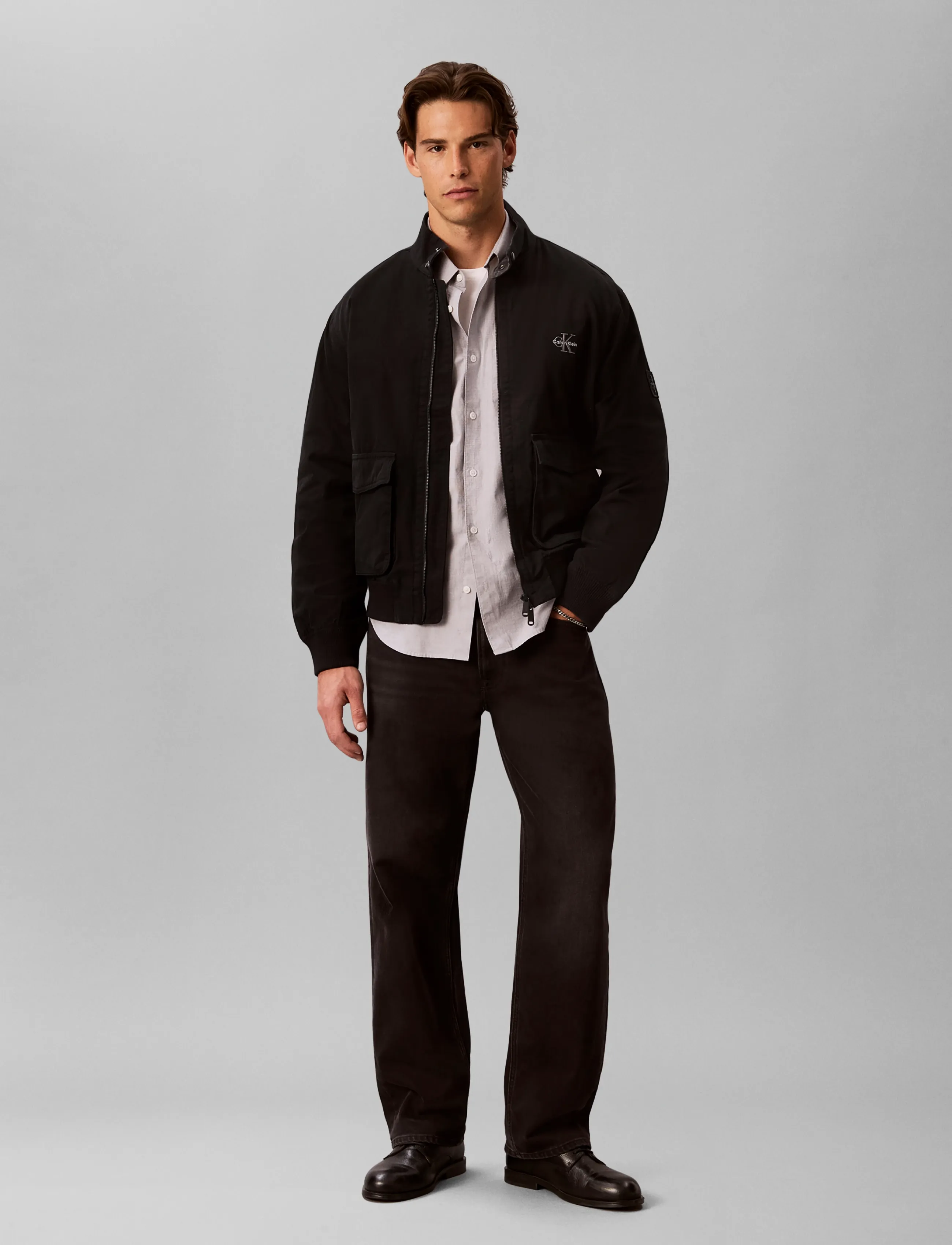 Calvin Klein Jeans Ls Cotton Flannel Lined Harringt, Mænd, Flannelforet Harrington Jakke, Sort, Str: XS