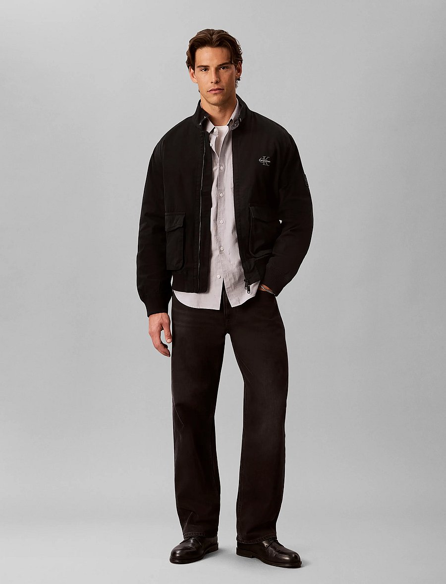 Calvin Klein Jeans - LS COTTON FLANNEL LINED HARRINGT - frühlingsjacken - black - 0