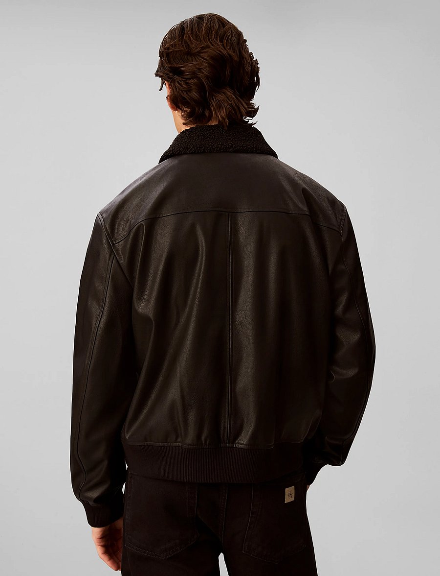 Calvin Klein Jeans - LS FAUX LEATHER SHERPA BOMBER - forårsjakker - black - 2