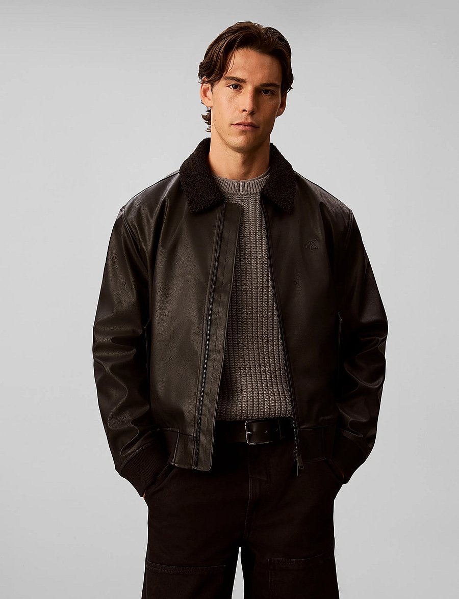 Calvin Klein Jeans - LS FAUX LEATHER SHERPA BOMBER - forårsjakker - black - 3