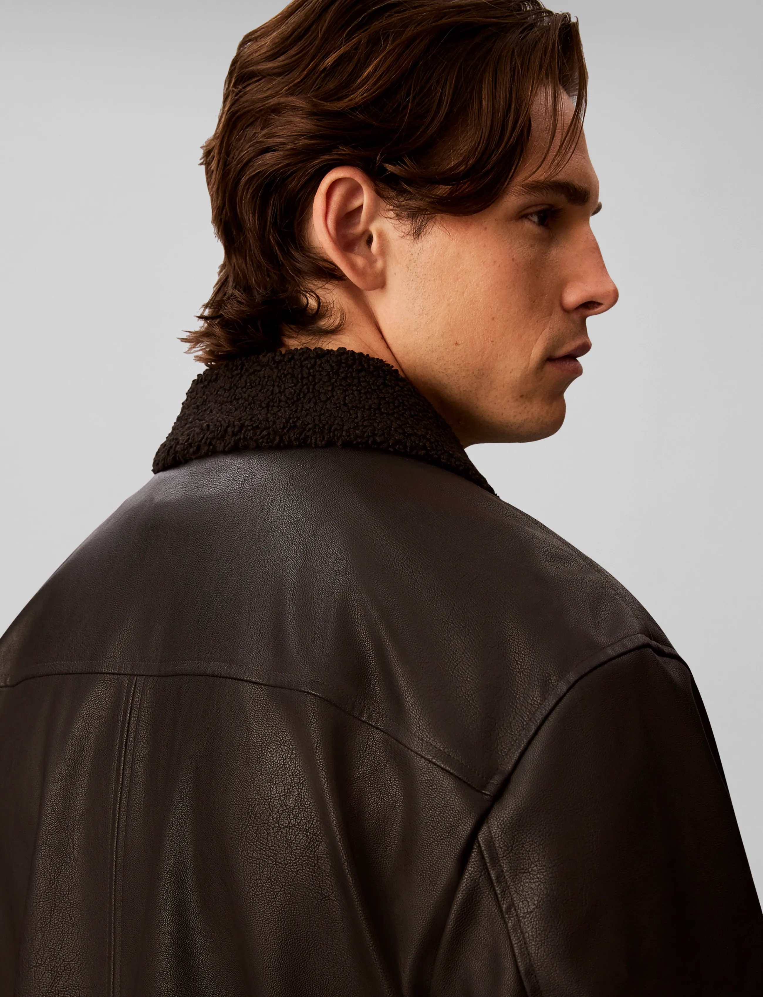 Calvin Klein Jeans - LS FAUX LEATHER SHERPA BOMBER - black - 4