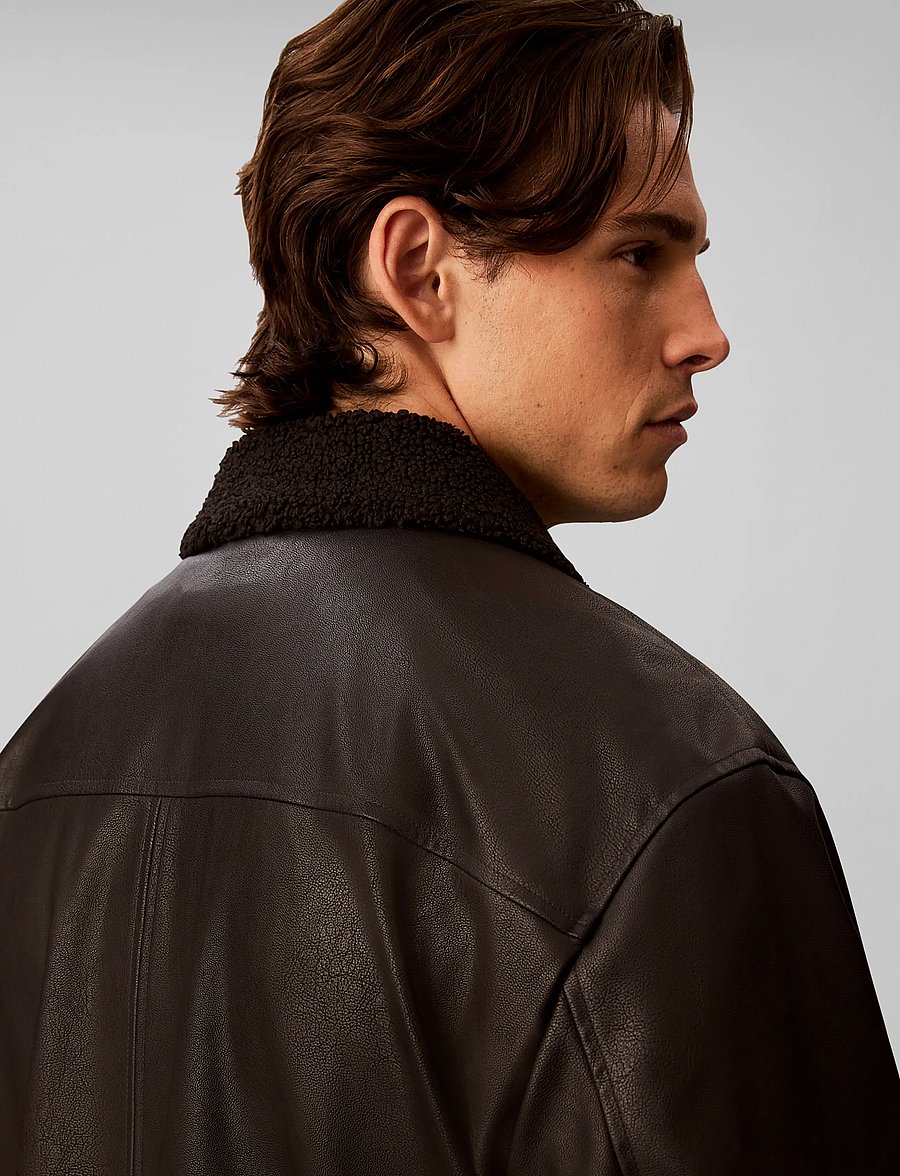 Calvin Klein Jeans - LS FAUX LEATHER SHERPA BOMBER - forårsjakker - black - 4