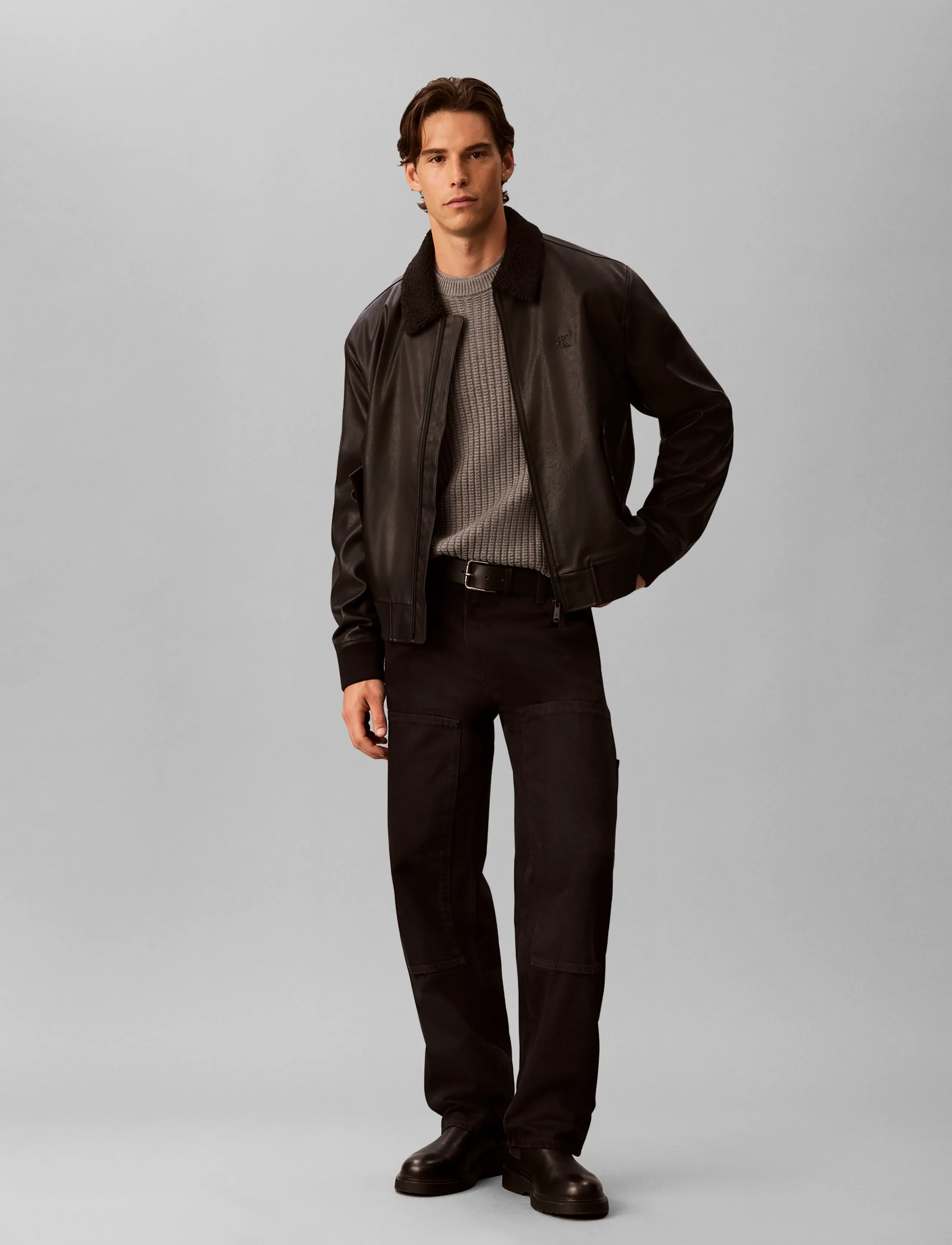 Calvin Klein Jeans Ls Faux Leather Sherpa Bomber bomberjackor herr – bild 6