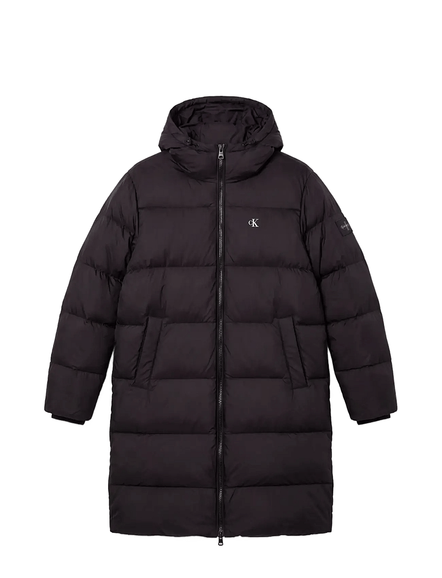 Calvin Klein Jeans - LS LONG LENGTH HOODED NYLON PUFF - dunjackor - black - 1