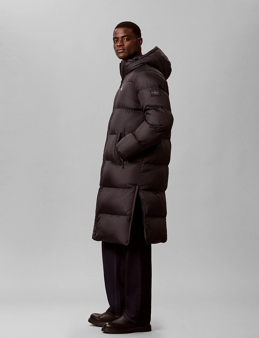 Calvin Klein Jeans - LS LONG LENGTH HOODED NYLON PUFF - dunjackor - black - 5