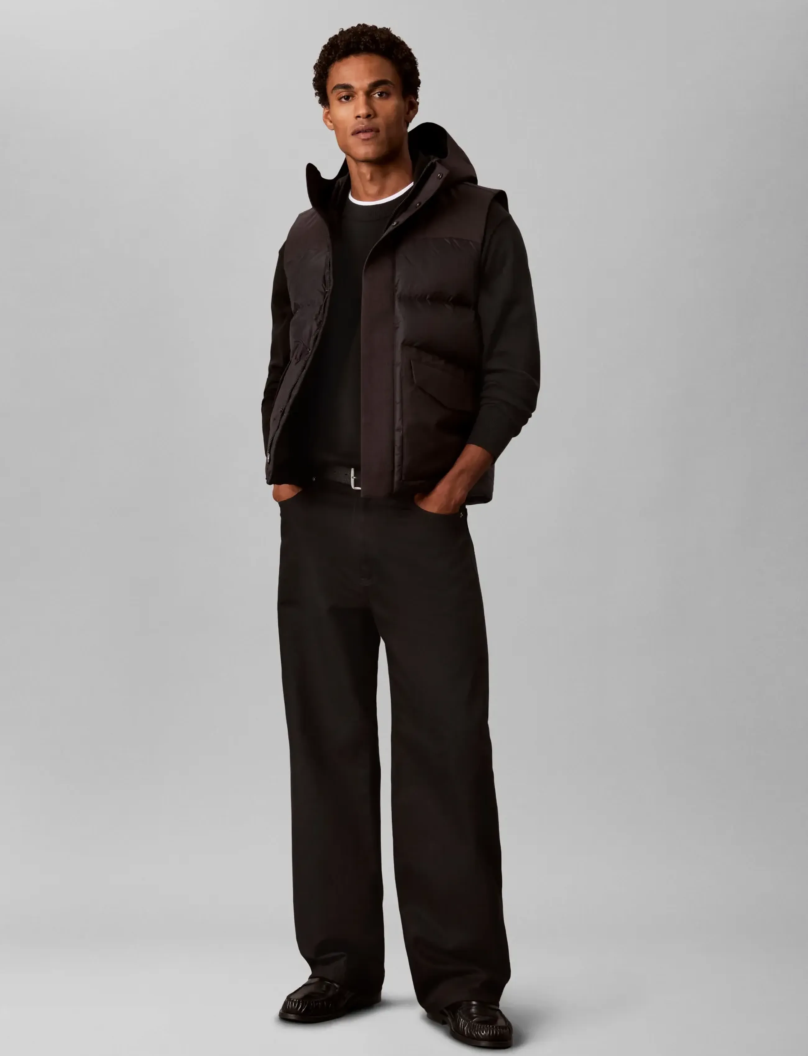 Calvin Klein Jeans SLVLSS MIXED MEDIA NYLON DOWN PU - Overtøj - BLACK / black