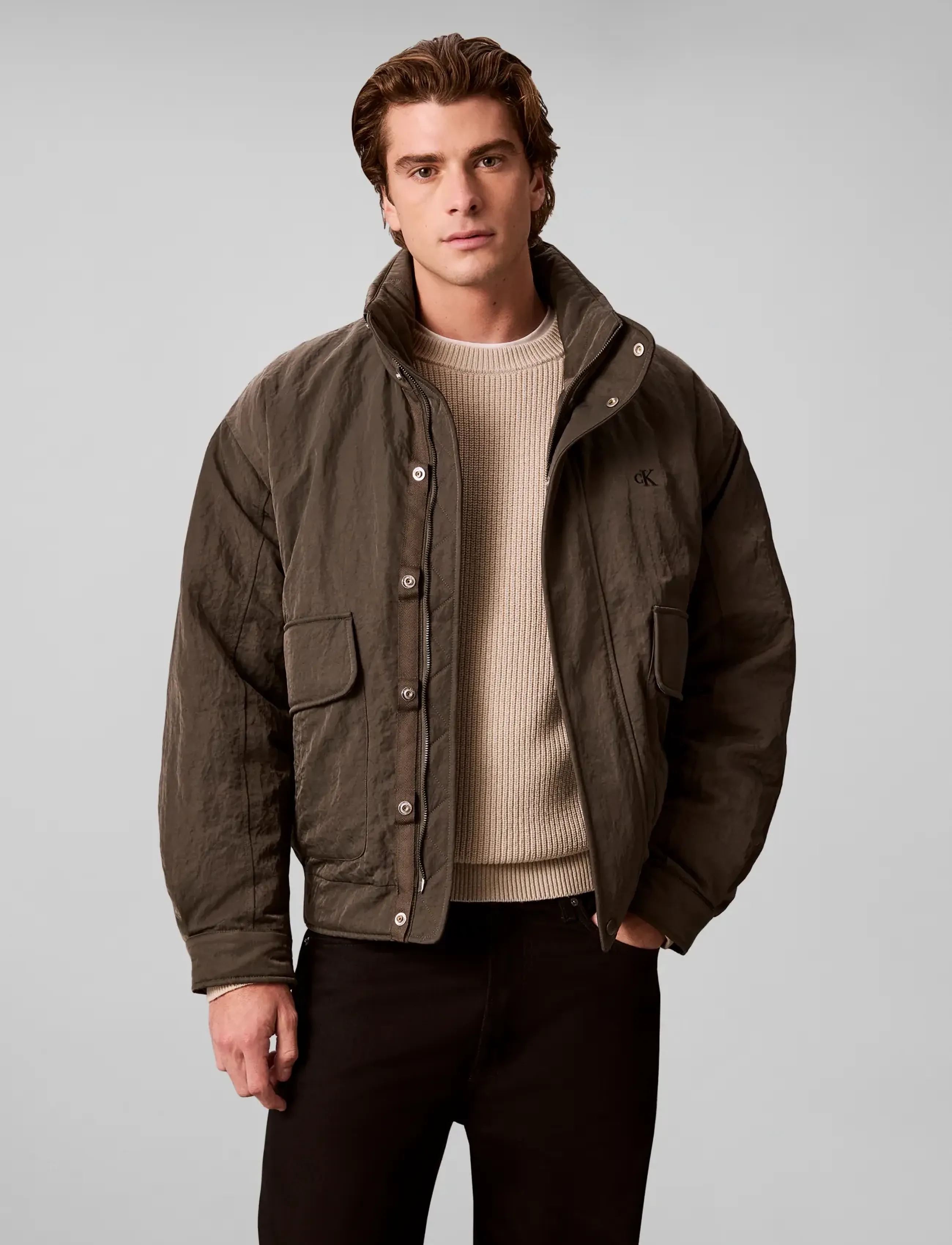 Calvin Klein Jeans - LS CRINKLE NYLON BLOUSON JACKET - beluga - 3