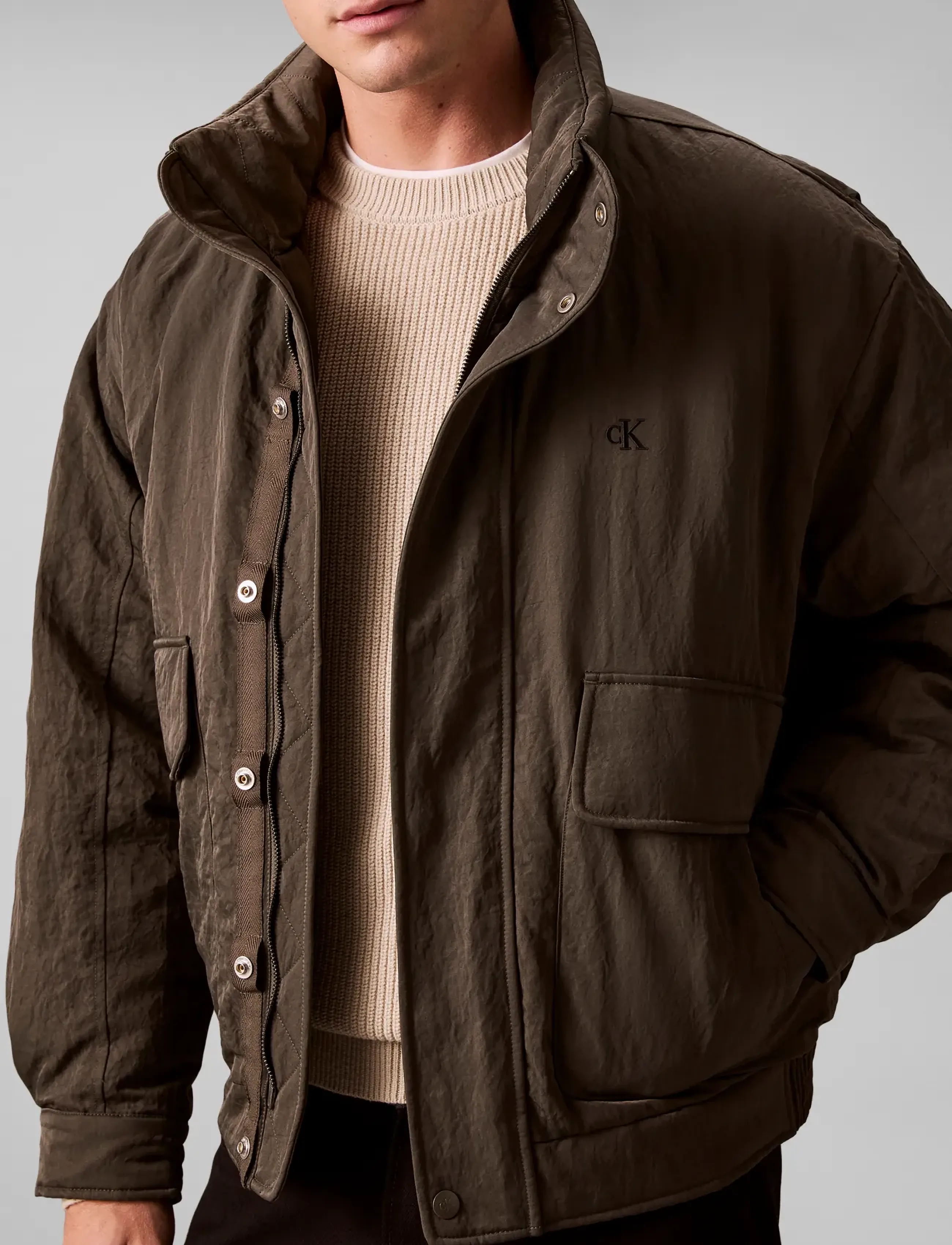 Calvin Klein Jeans - LS CRINKLE NYLON BLOUSON JACKET - beluga - 5